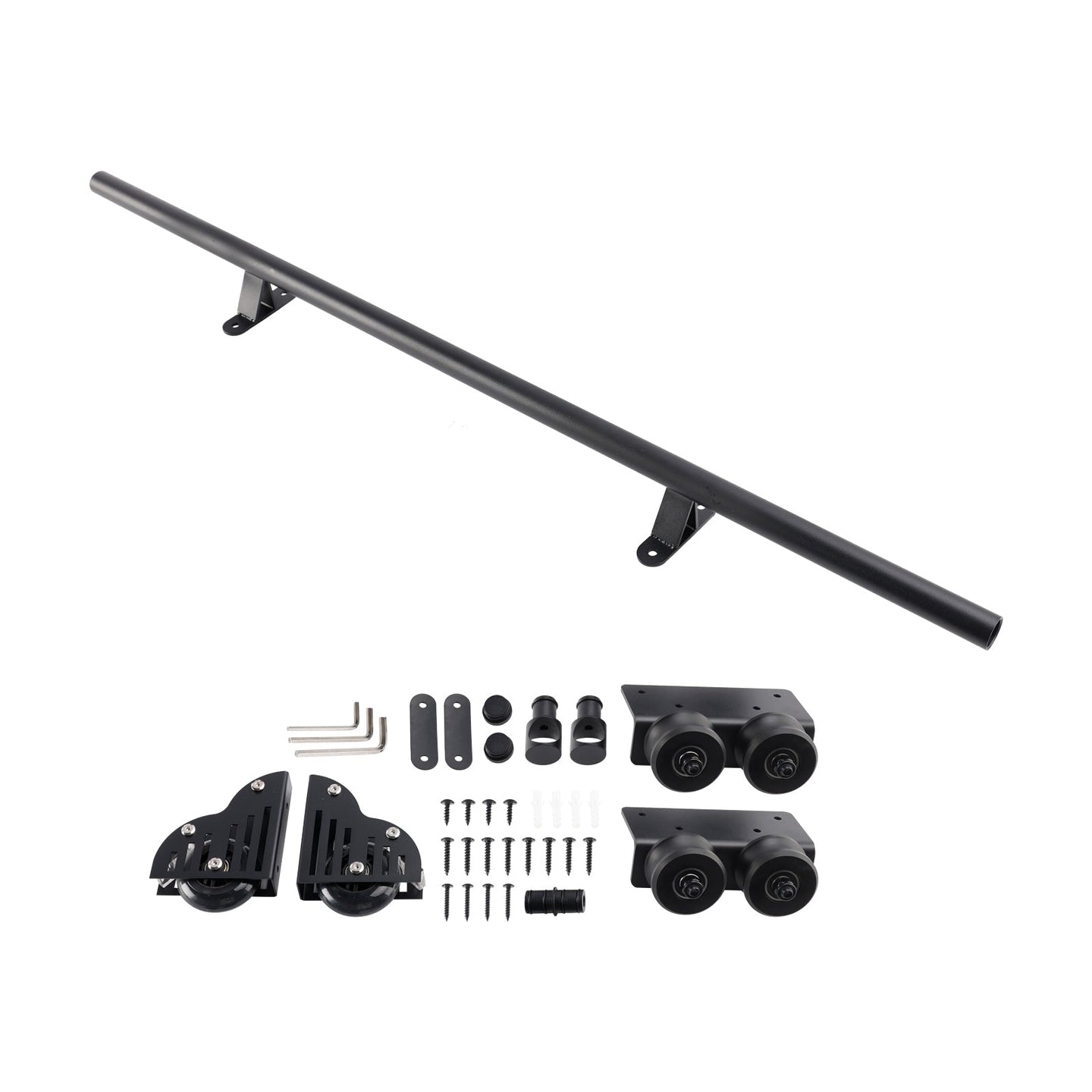 Rolling Library Sliding Ladder Hardware Kit with Brake 3.3FT Round Tube