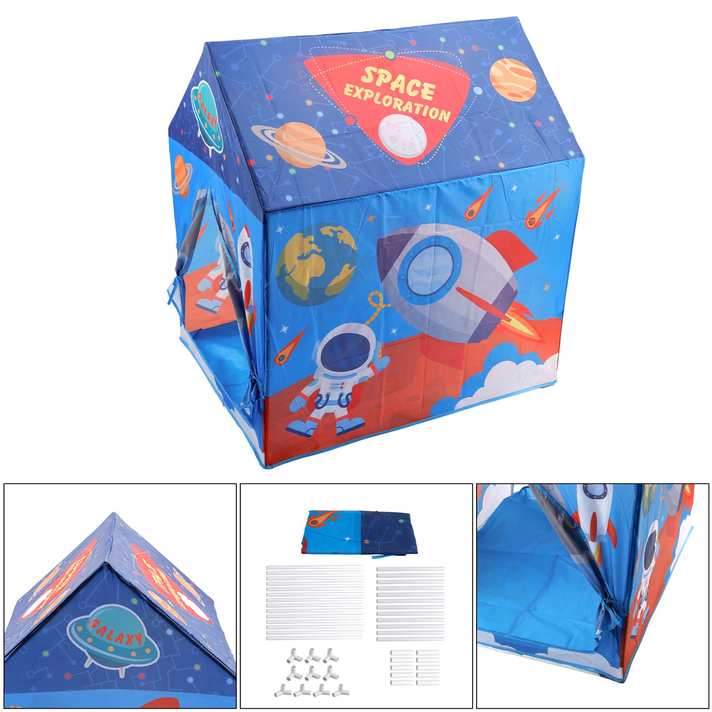 Rocket Ship Kids Play Tent for Toddlers, Boys & Girls, Large Indoor Outdoor Space Themed Playhouse & Toy House