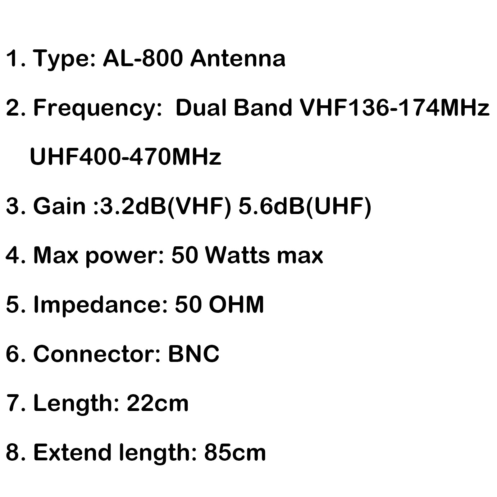 5Pcs AL-800 High Gain Dual Band Extendable Antenna BNC For Icom Yaesu Radio