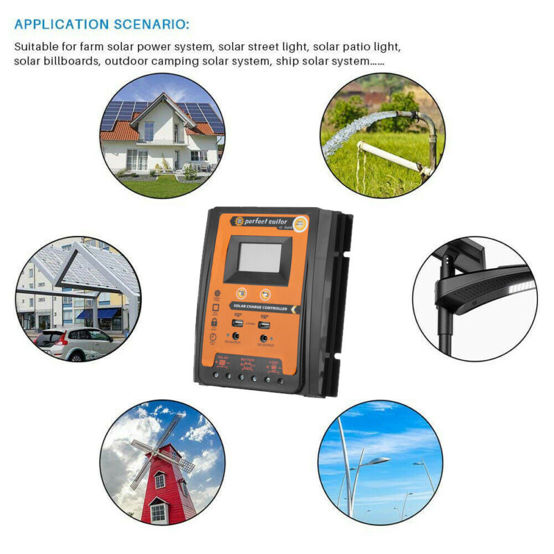 2pcs 12/24V 70A Solar Charger Controller Regulator Battery Panel