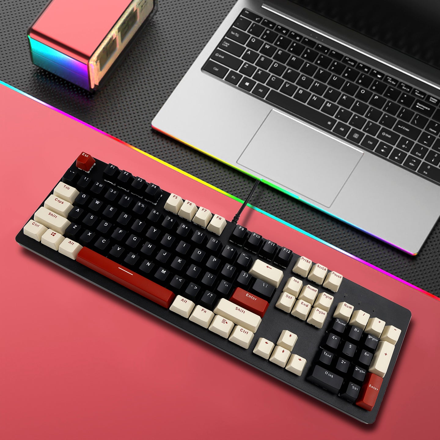 104Key Wired Mechanical Linear Switch Gaming Keyboard With Blue Switch RGB Light