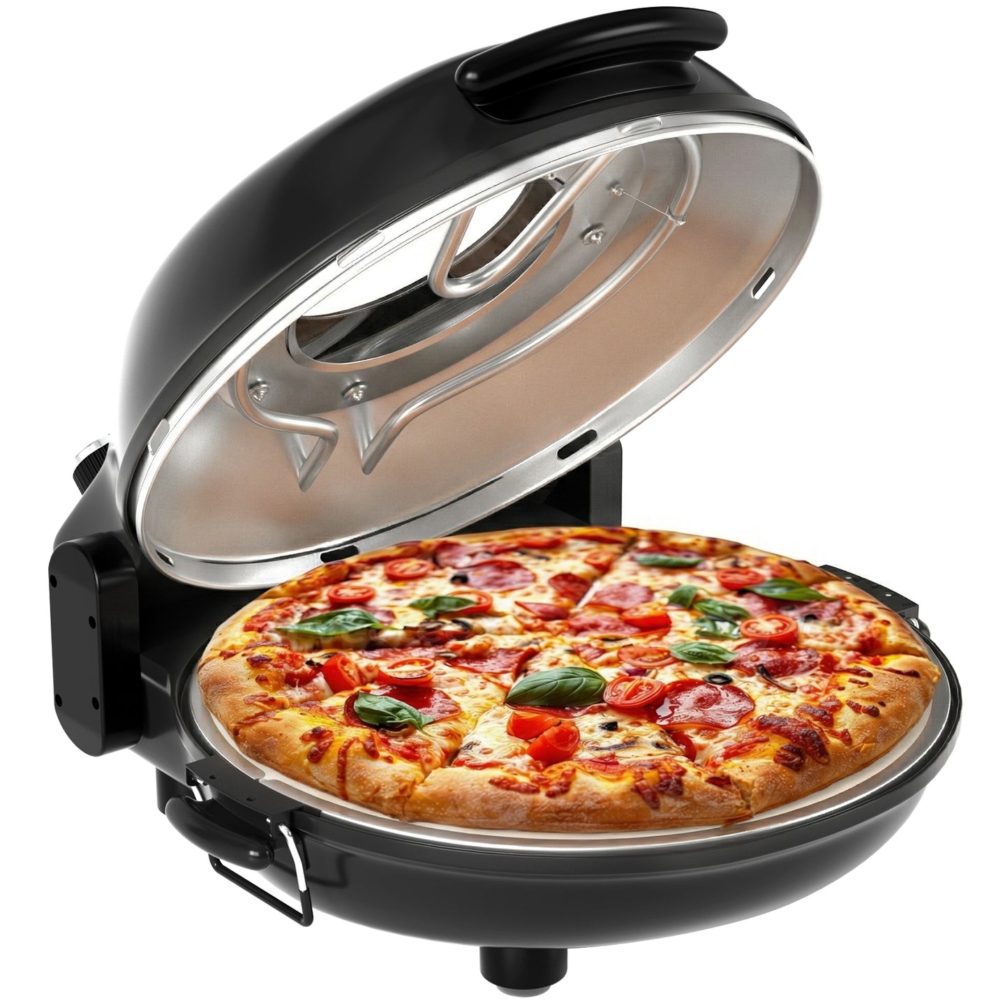 Electric Pizza Maker–12 Inch Electric Pizza Oven Indoor Countertop Maker with Ceramic Stone Heats up to 800˚F