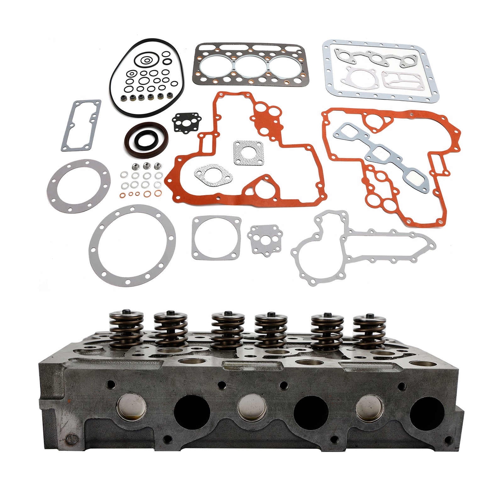 Complete Cylinder Head & Gasket Kit for Kubota D1402 Engine, Fits Bobcat 643, New Holland L455, L2550