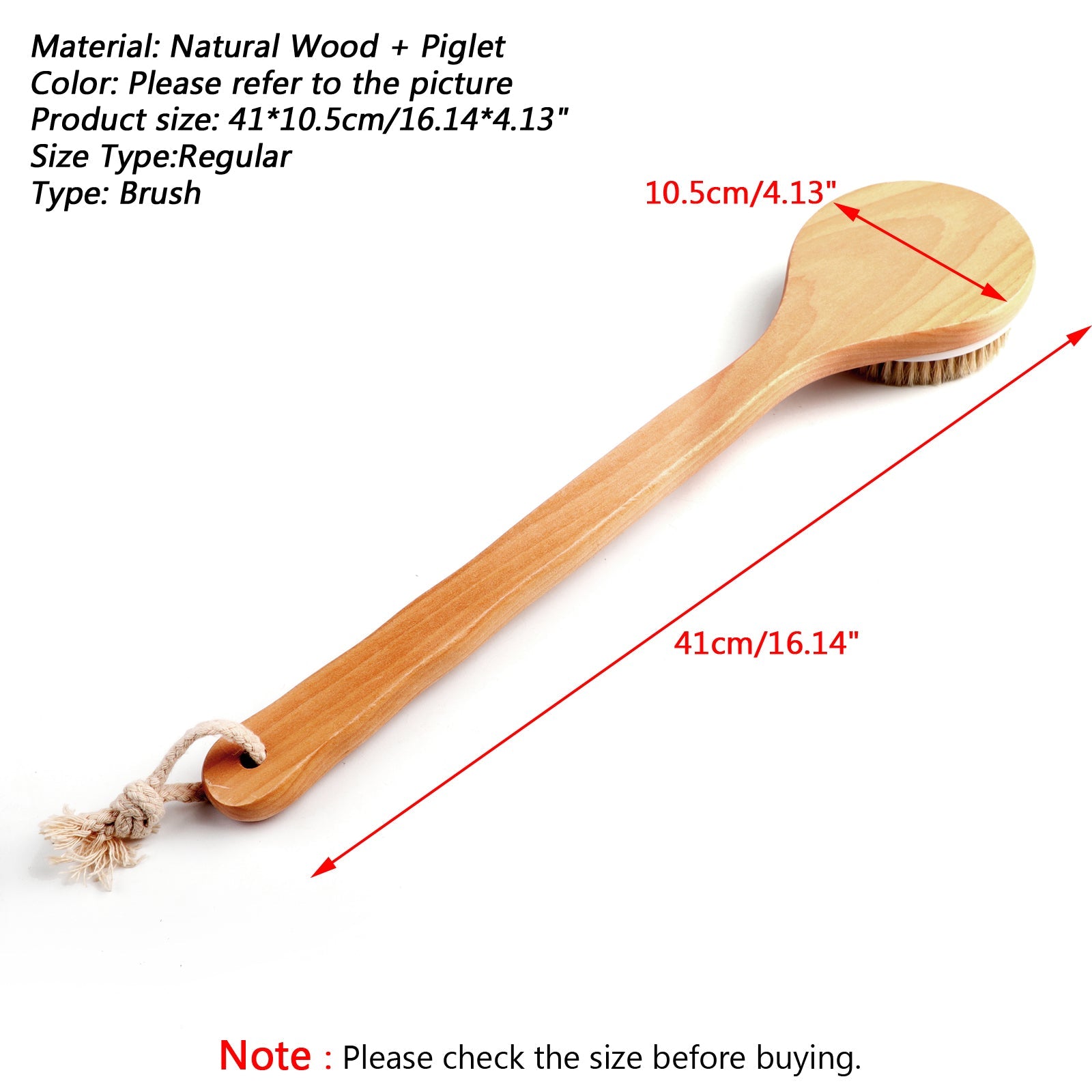 Back Scrubber Brush SPA Body Brush Natural Wooden Handle Brush