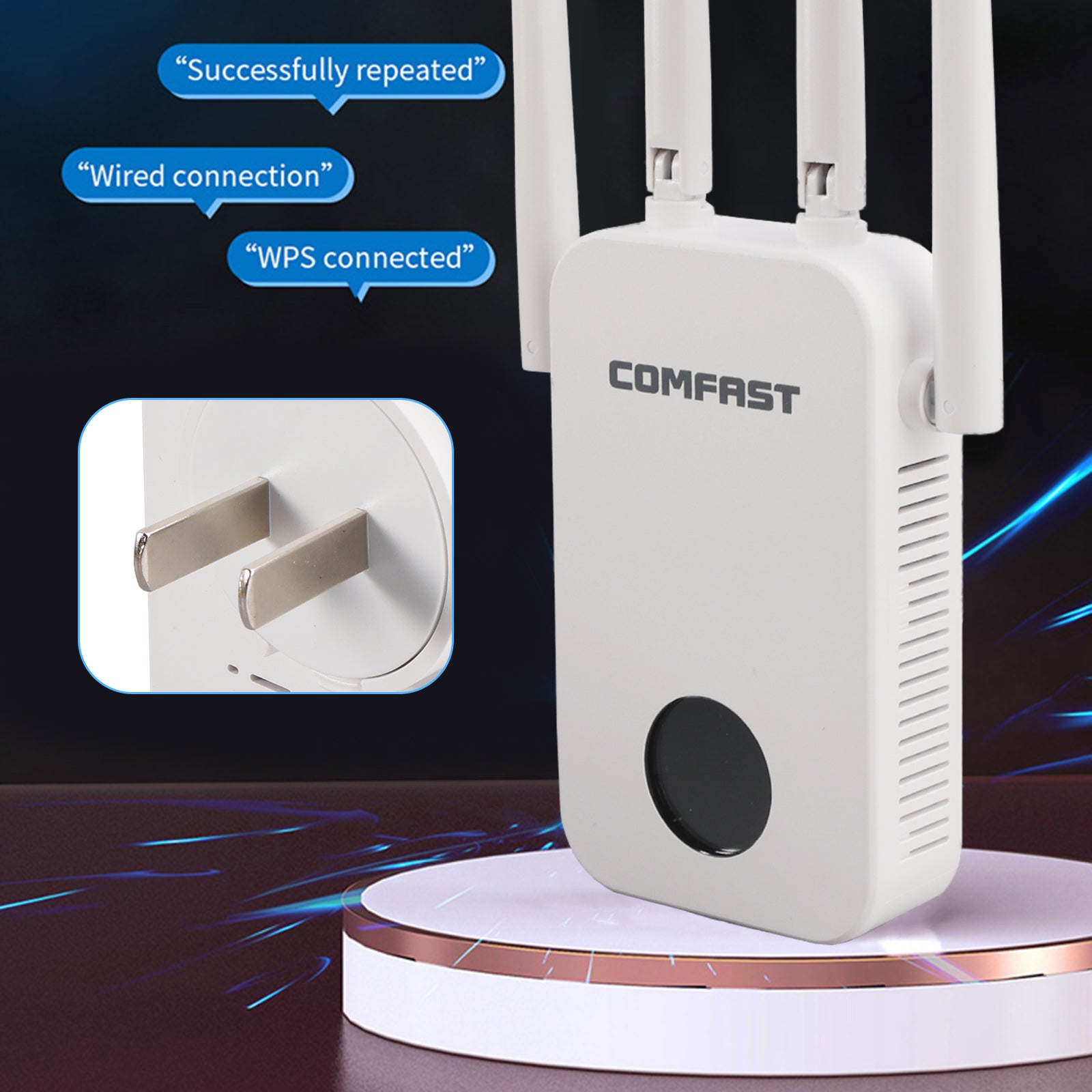 Dual Band 2.4G 5G WiFi Extender Signal Amplifier WiFi Booster 1200Mbps UK Plug