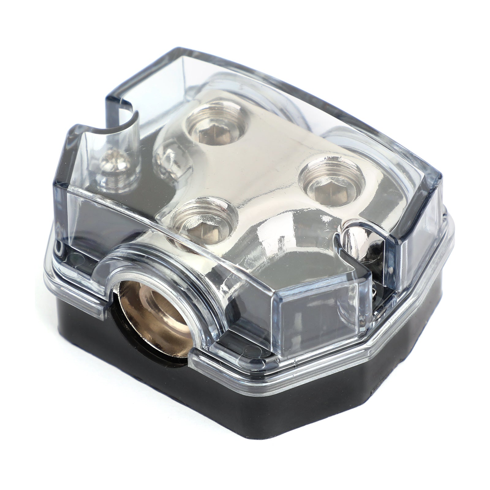 Heat resistant Splitter Clear Cover Nickel Plated 2pcs Distribution Block 1x0 In 2x0 GA Out Splitter Fusebox plastic housing for Car Audio Marine