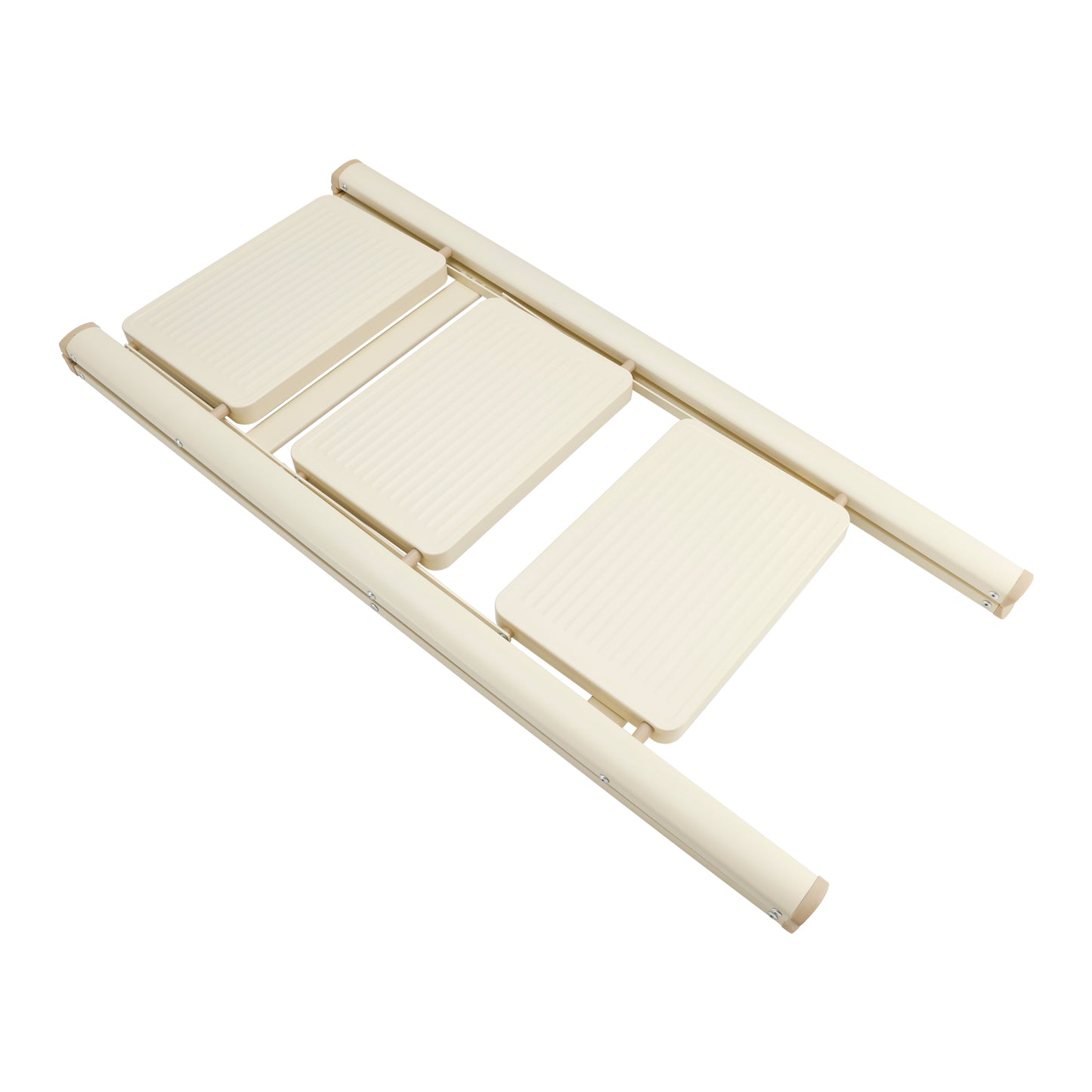 3-Step Folding Stepladder with Wide Anti-Slip Pedals, 330 lbs Capacity Lightweight Step Stool for Home & Kitchen (Cream White)