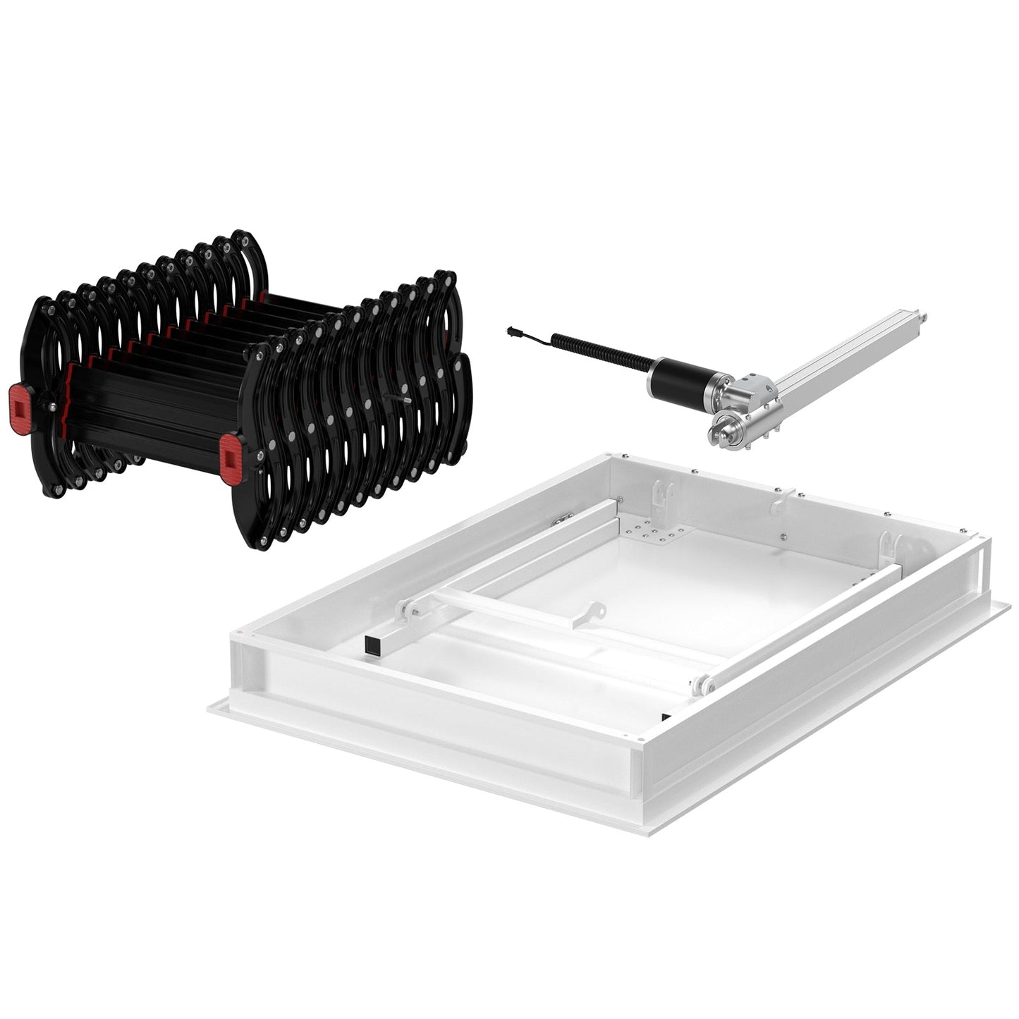 Electric Folding Attic Ladder, 11-Step for up to 9.5ft Ceilings, Fits 43.31" x 31.5" Opening, 660 lbs Capacity (Black/Red)