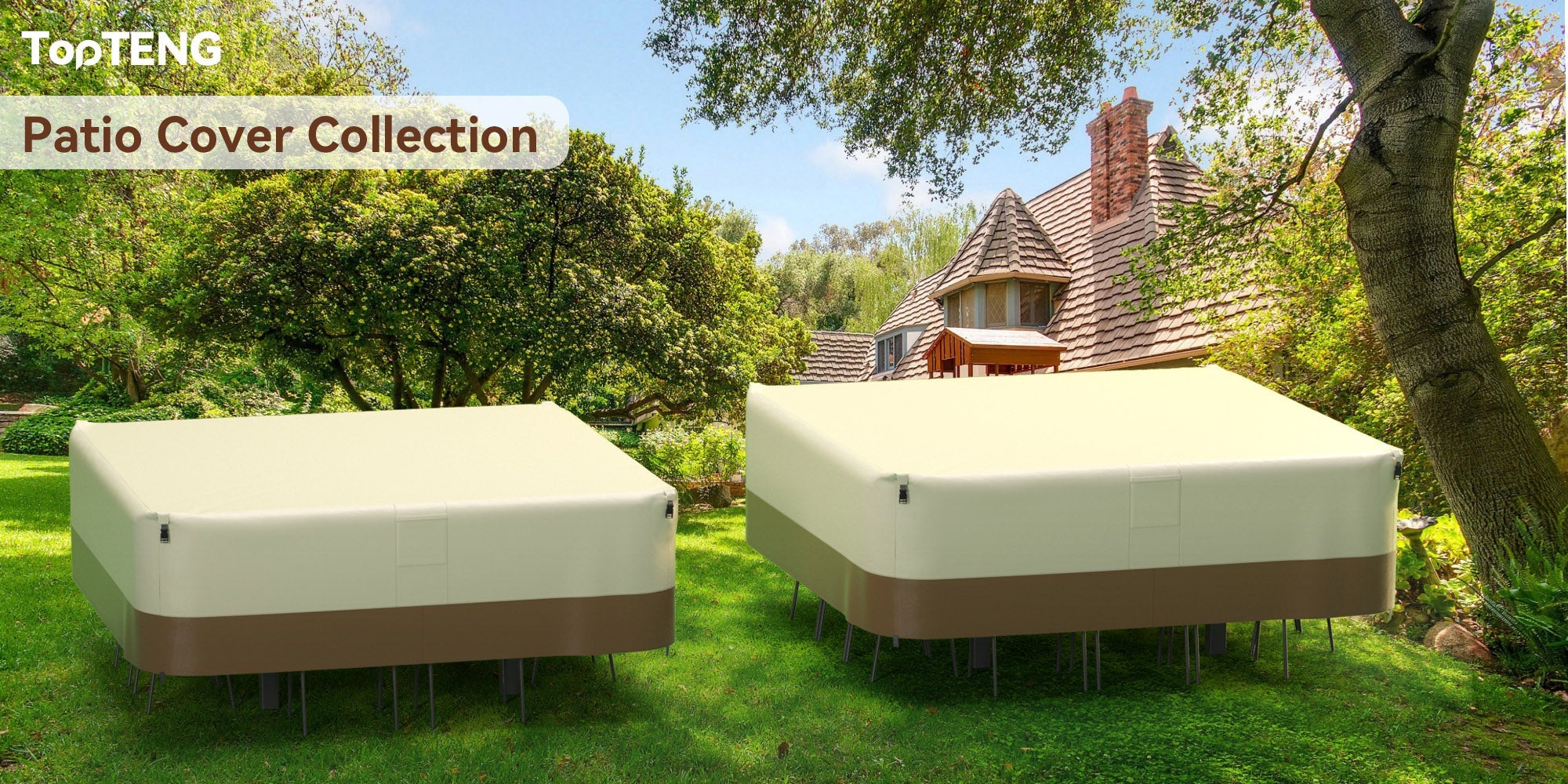 420D Waterproof Square Patio Furniture Cover – Outdoor Table & Chair Protection 249x249x71cm