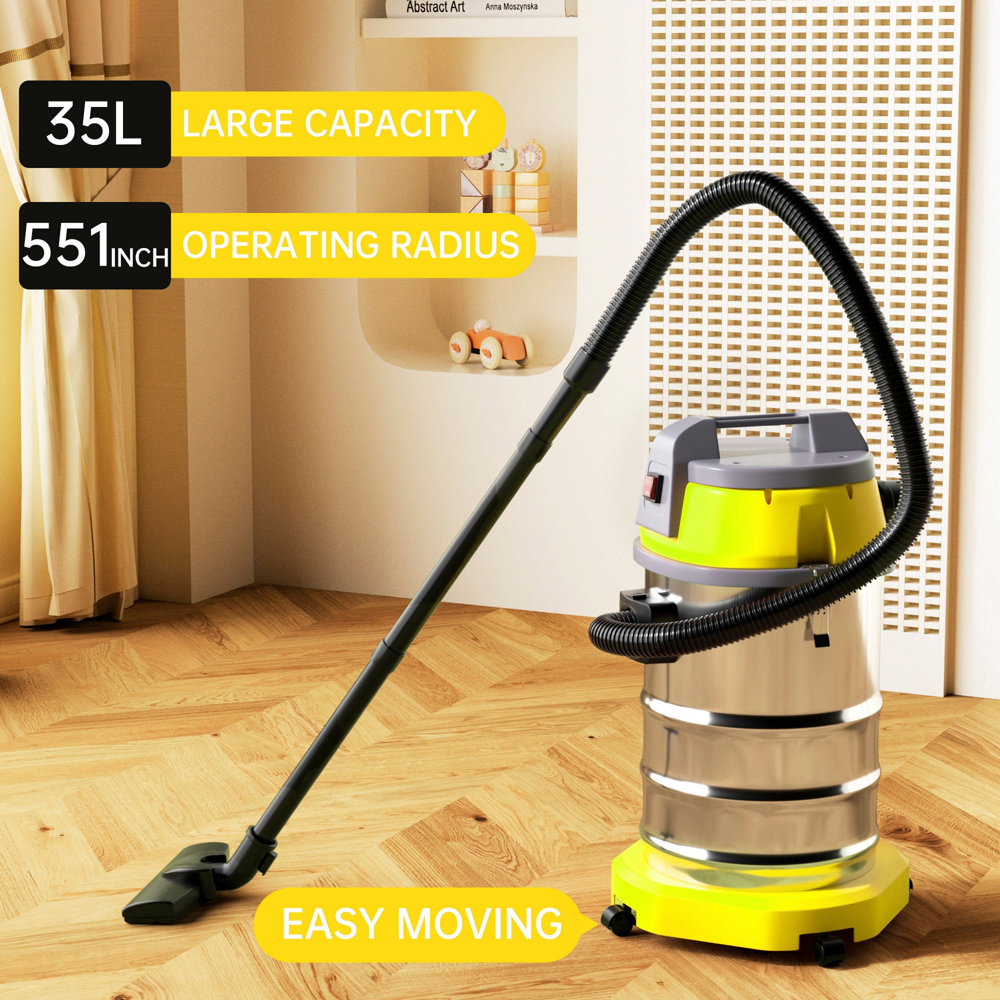 10 Gallon Wet/Dry Shop Vacuum, 8.0 HP Peak Stainless Steel Blower Vac with HEPA Filter for Garage & Workshop