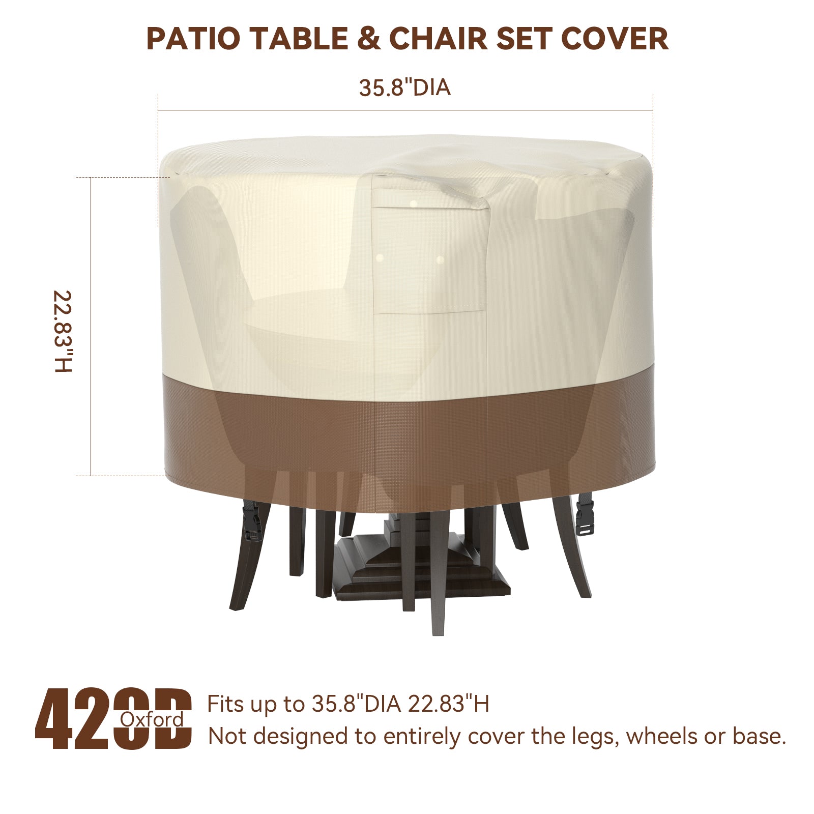 420D Circular Waterproof Patio Furniture Cover for Outdoor Table and Chairs (Copy)