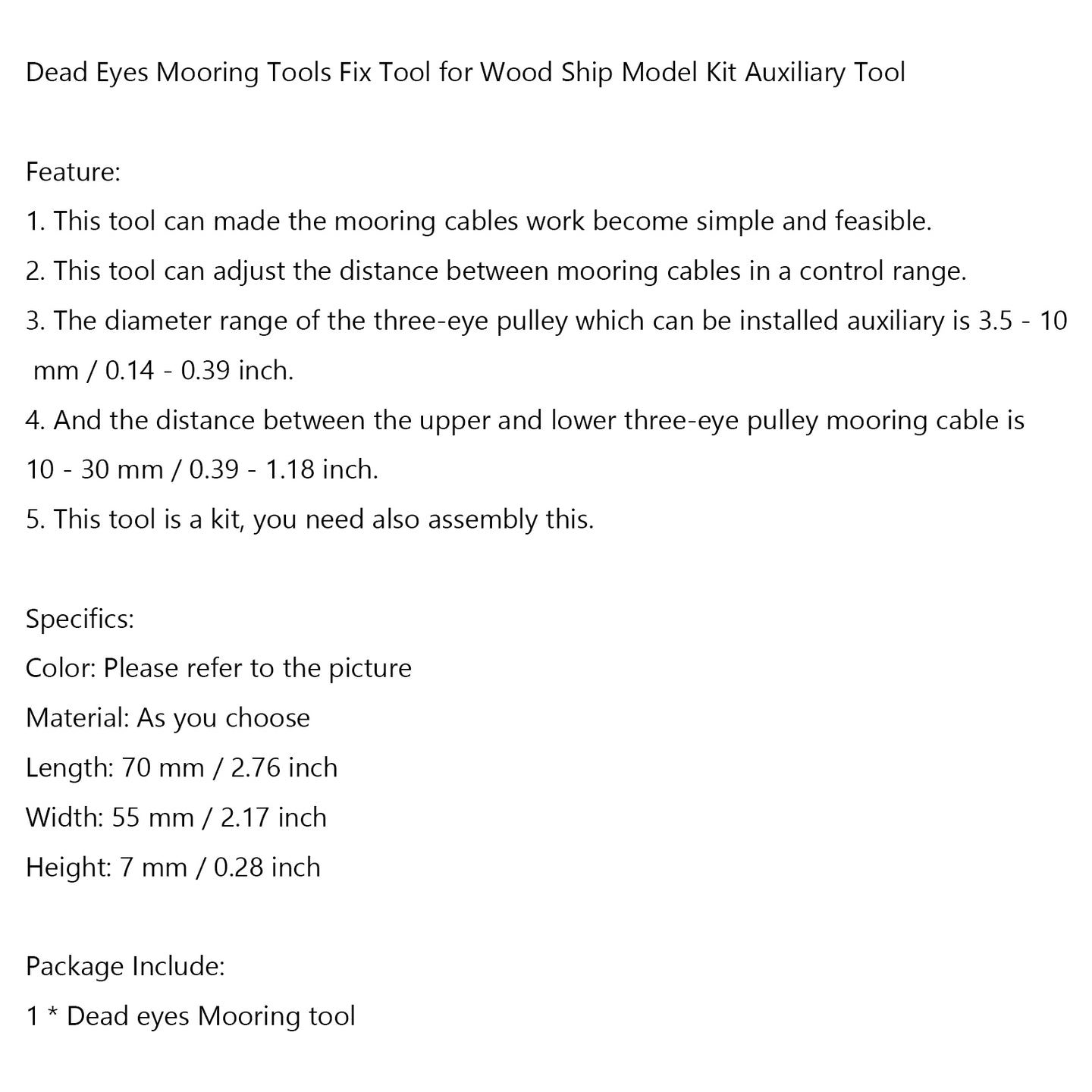Dead Eyes Mooring Tools Fix Tool for Wood Ship Model Kit Auxiliary Tool A