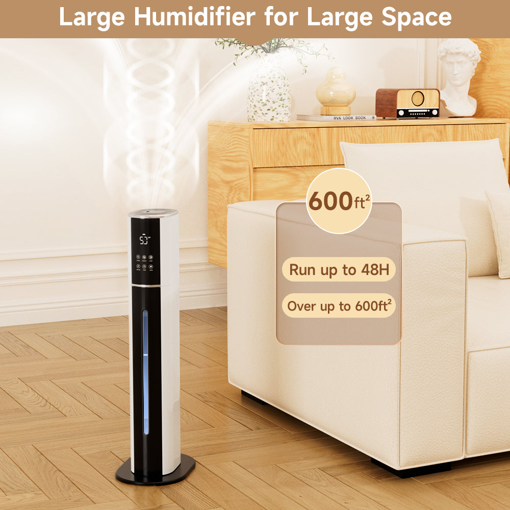 Large Room Humidifier with UV-C - Ultra-Quiet for Bedroom, 9L Tank, 3 Mist Settings
