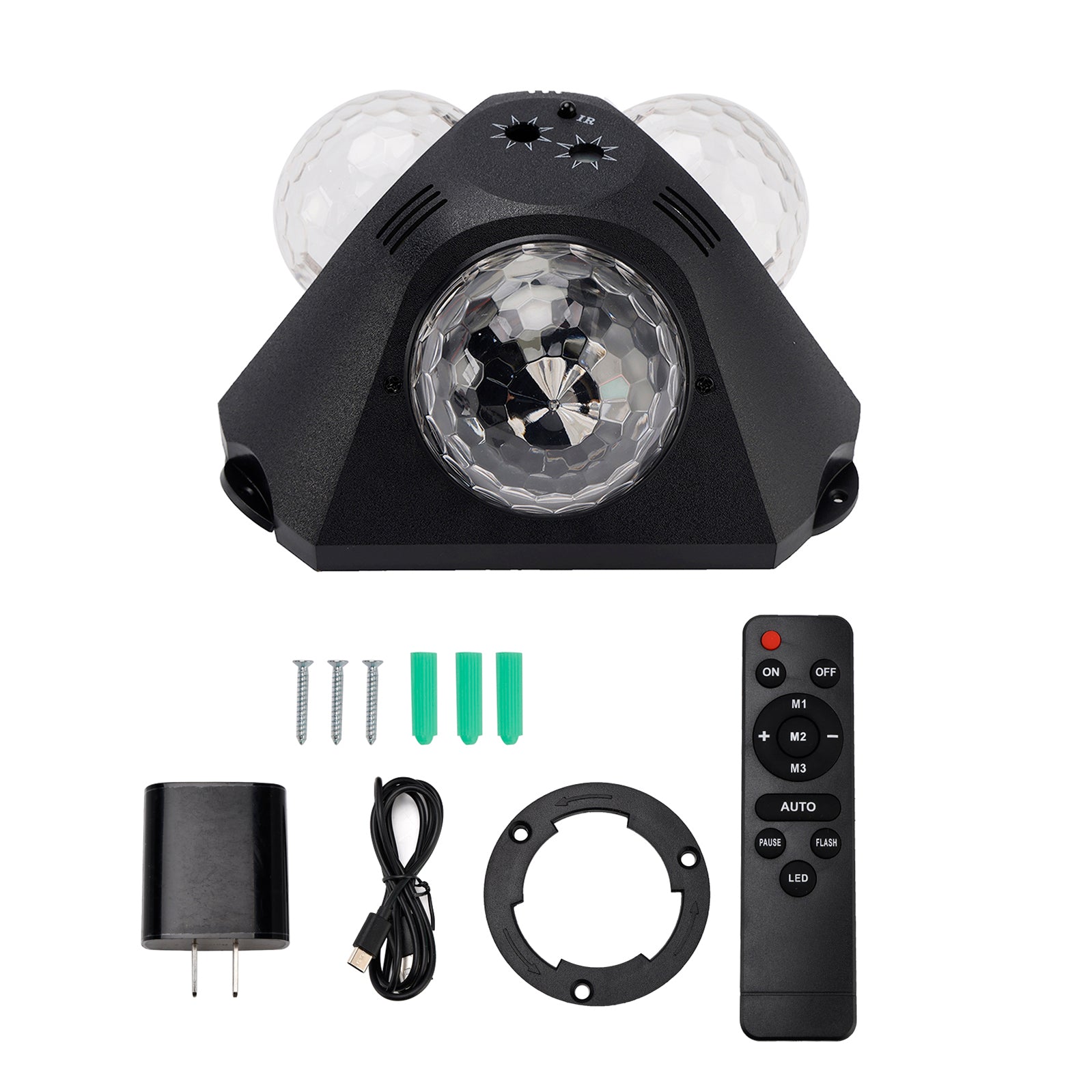 3Head Sound Activated Magic Ball Strobe Light With Remote Control For Home Party