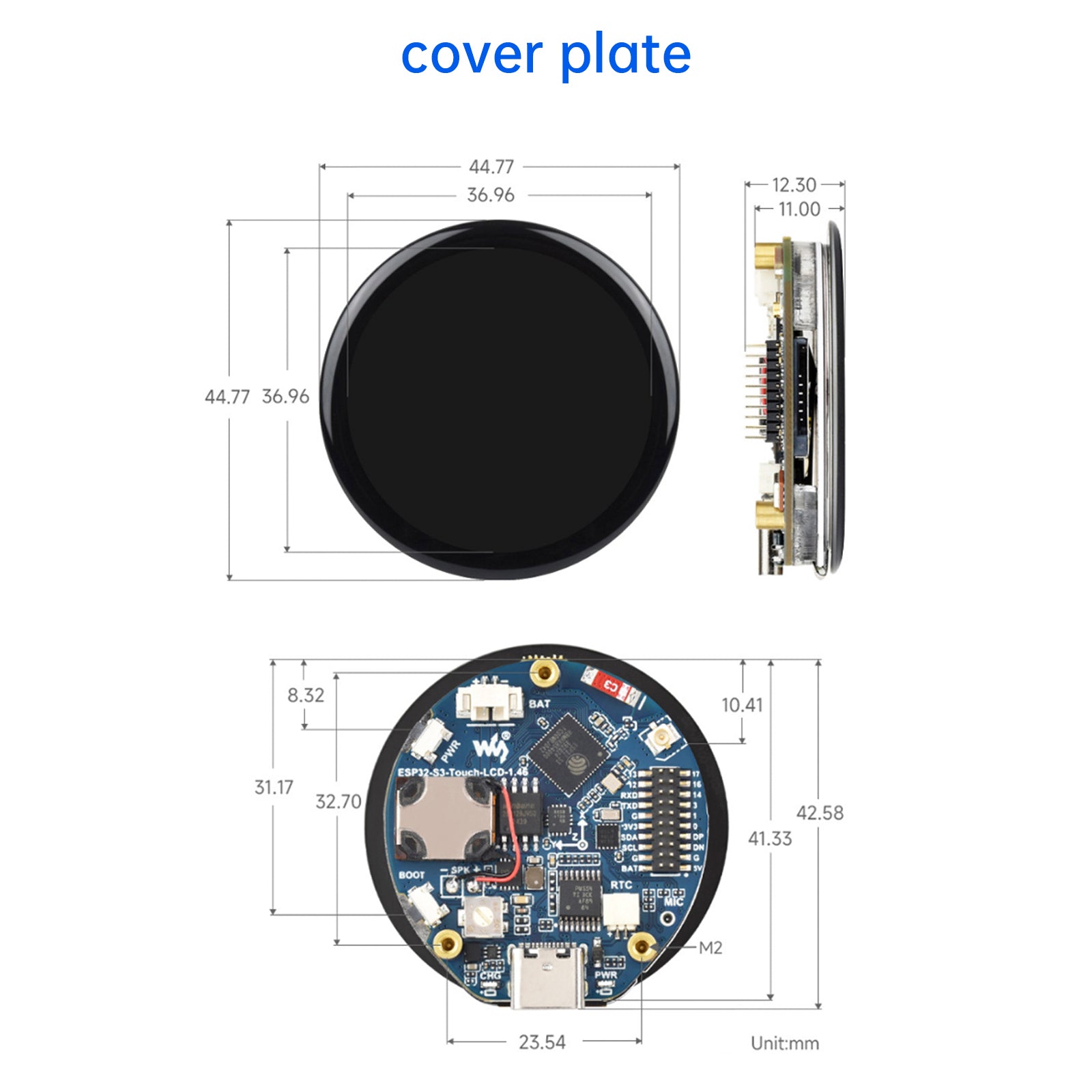 ESP32-S3 1.46-inch Circular Touch Screen Development Board AI Wifi Bluetooth