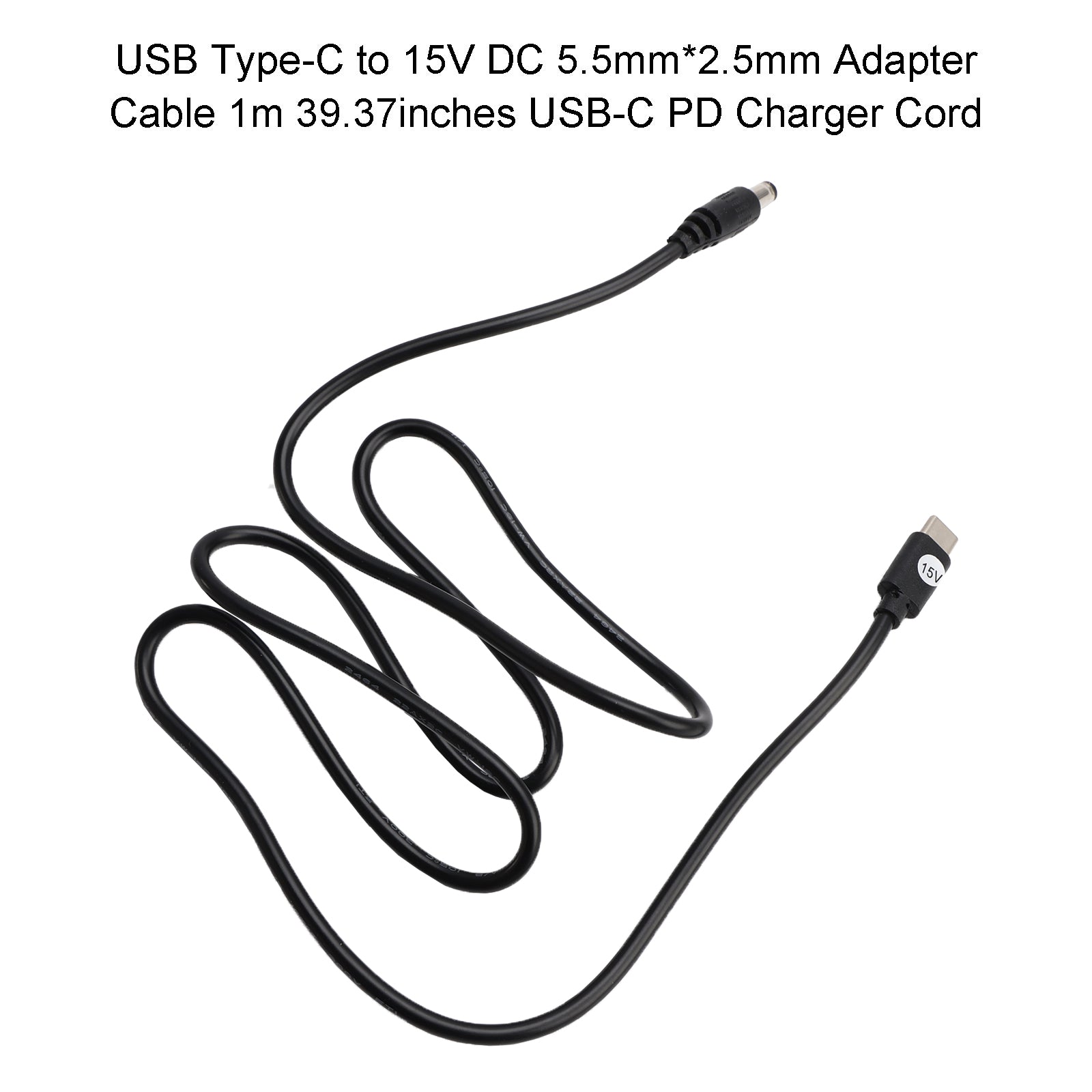 15 Volt USB to 15V Adapter 5.5mm*2.5mm 1m 39.37inches PD Charger Cord Cable
