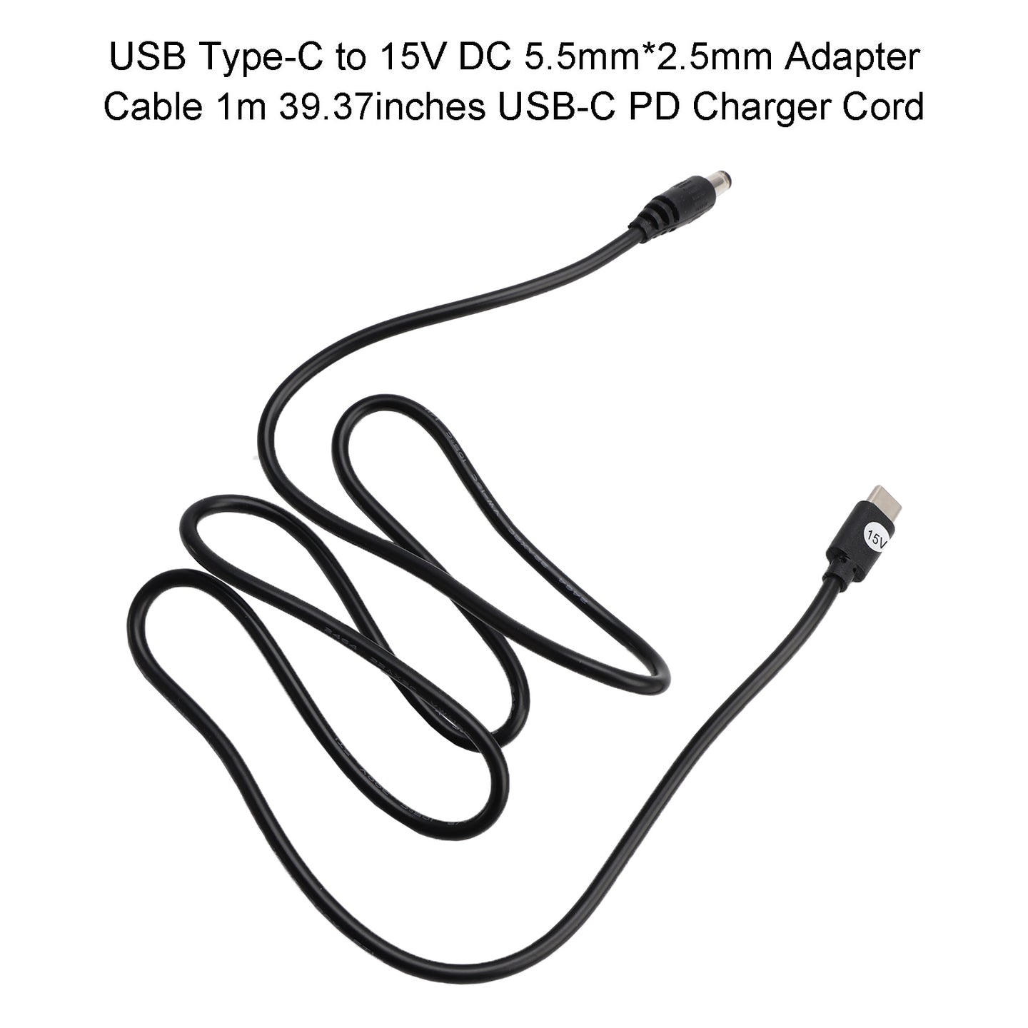 15 Volt USB to 15V Adapter 5.5mm*2.5mm 1m 39.37inches PD Charger Cord Cable