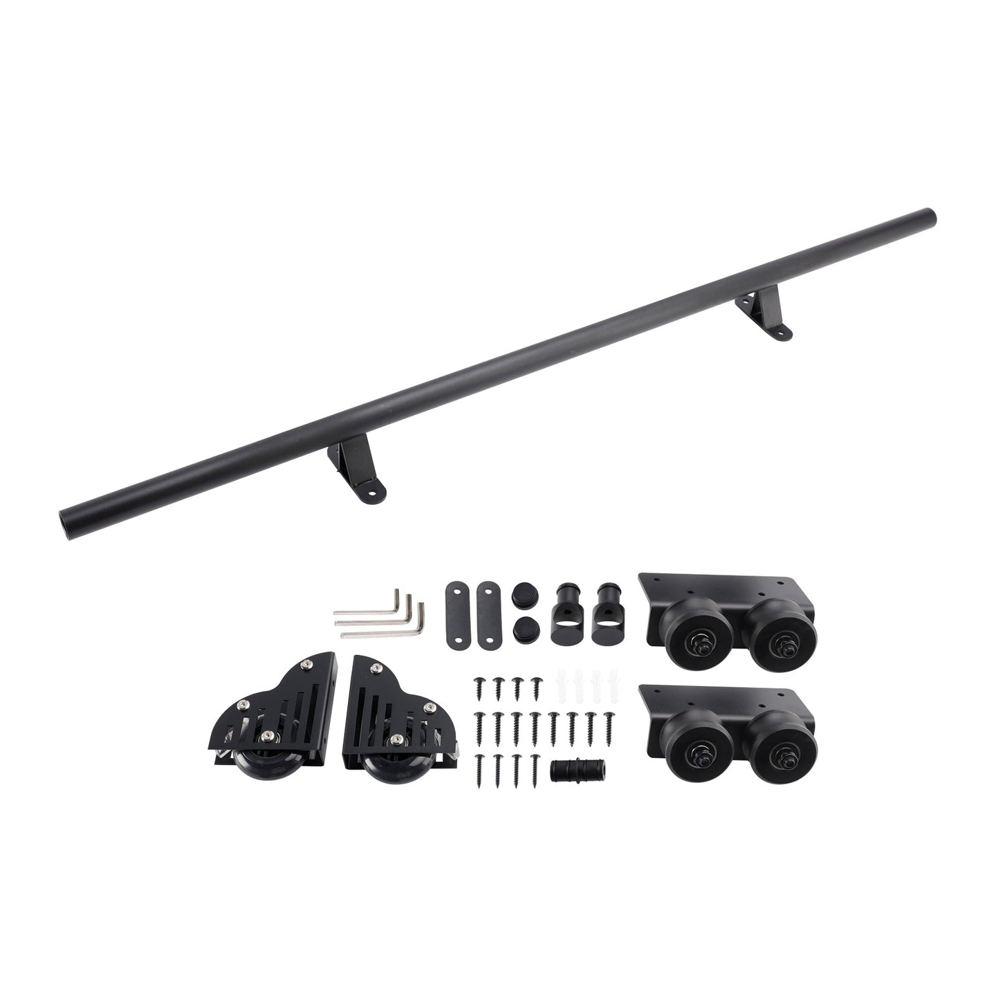Rolling Library Sliding Ladder Hardware Kit with Brake 3.3FT Round Tube