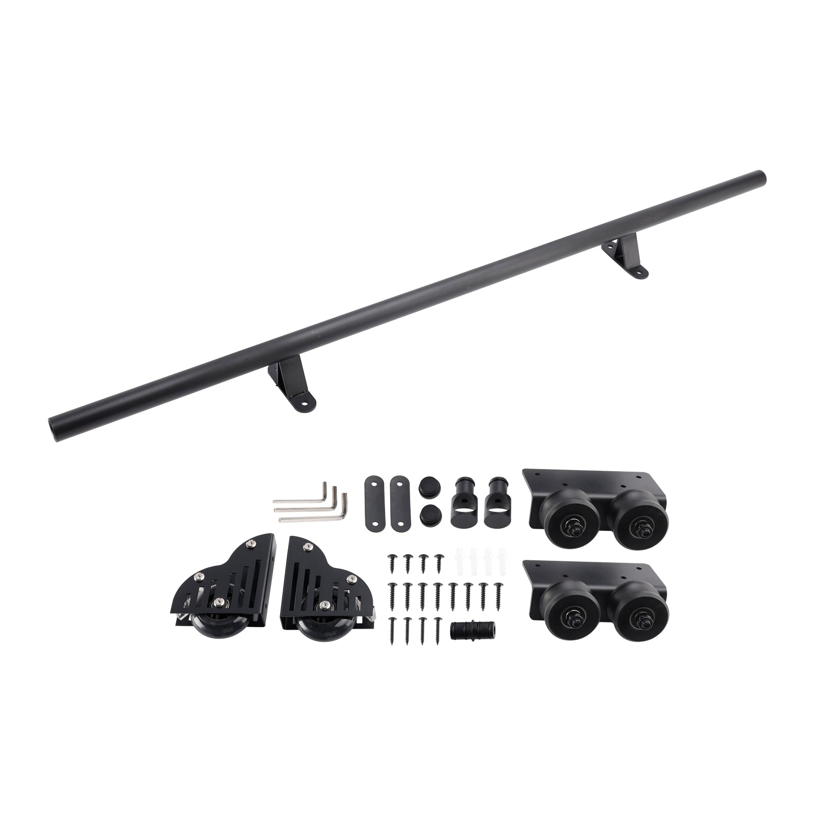 Rolling Library Sliding Ladder Hardware Kit with Brake 3.3FT Round Tube