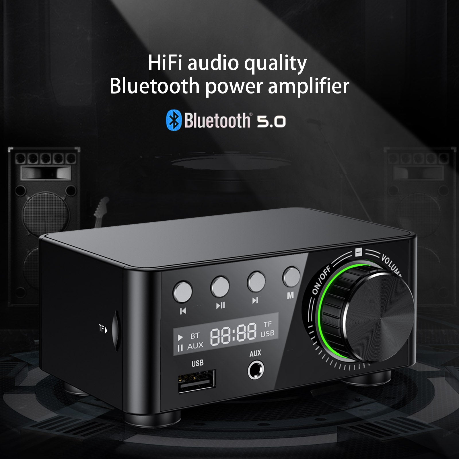 12-24V 50W+50W Bluetooth 5.0 Digital Power Amplifier – Desktop HiFi Stereo Sound