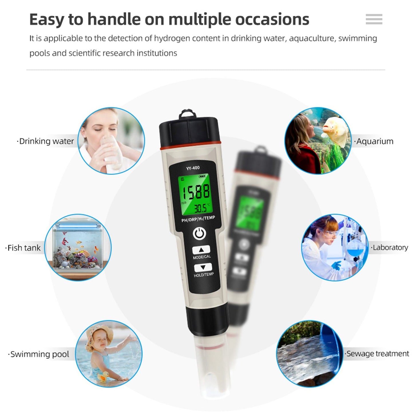 Portable 4-in-1 Hydrogen-Rich Water Test Pen – PH, ORP, Temp Meter Tester