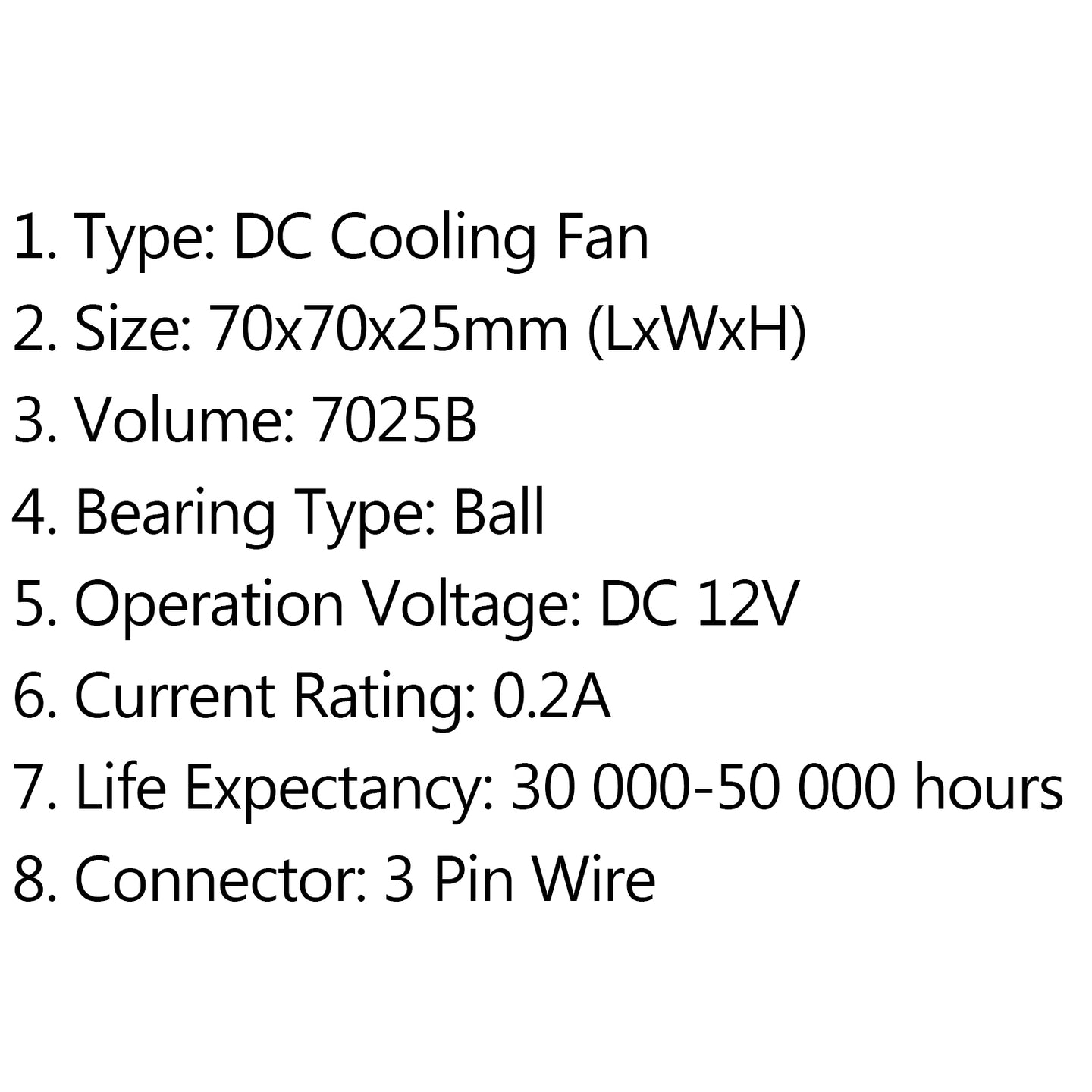 4Pcs DC Brushless Cooling PC Computer Fan 12V 7025B 70x70x25mm 0.2A 3 Pin Wire