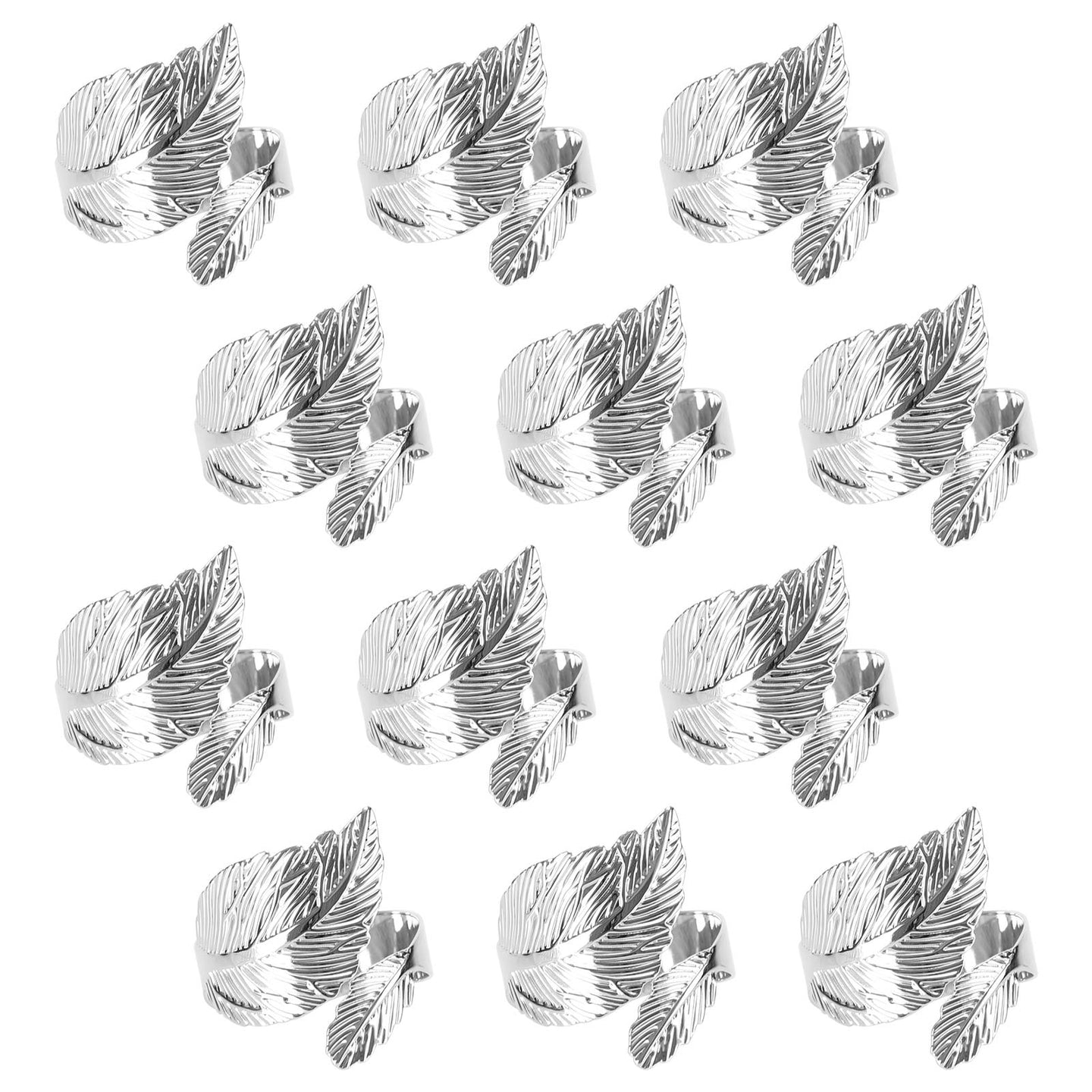 6-12PCS Napkin Rings Flower Napkin Holder Napkin Buckle, 12PCS Leafs