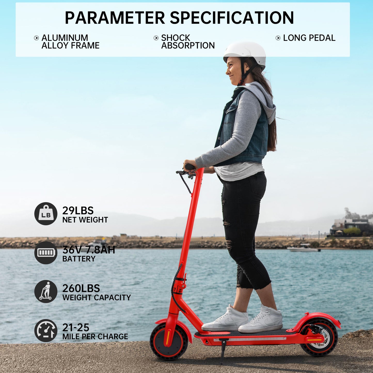 8.5" Folding Electric Scooter With app 350W 35KM Range 30km/h City Commute Red