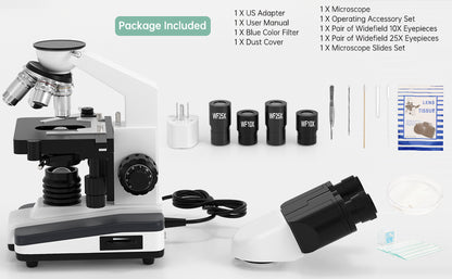 Binocular Compound Microscope For Adults Students 40X-2500X Magnification