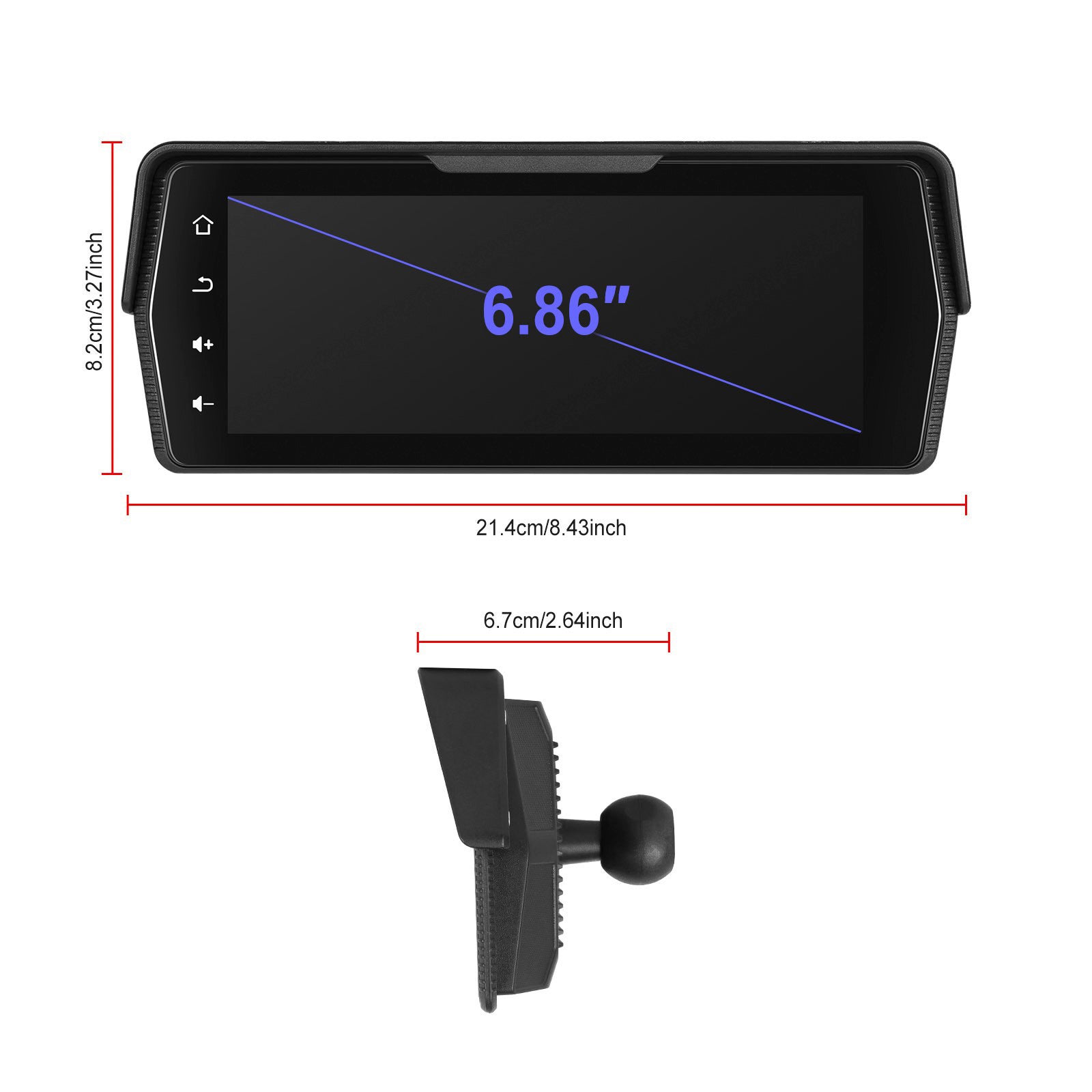6.86-inch PND Supports Dual Recording Wireless CarPlay Android for Motorcycles