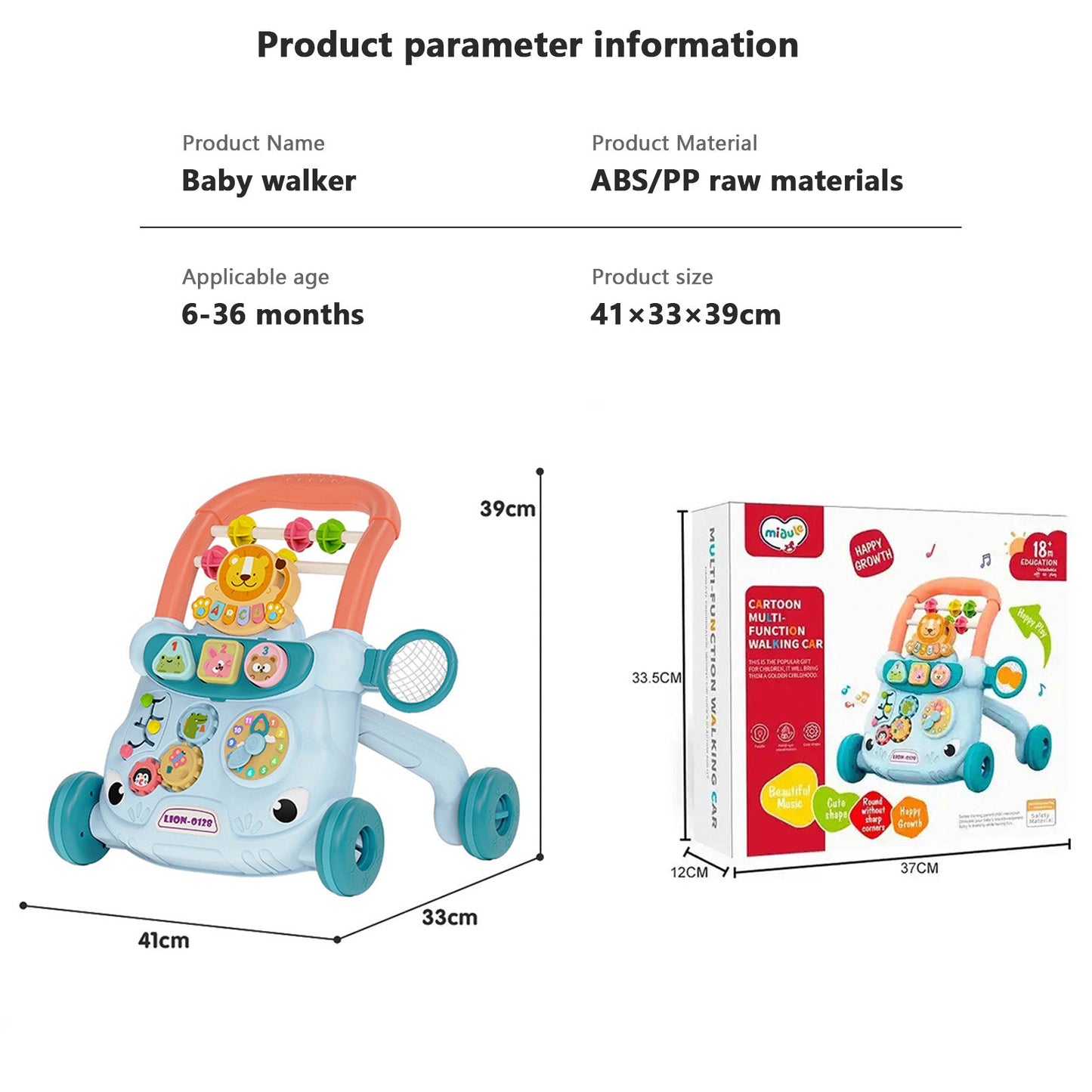 Baby Walker Sit and Stand Push Learning Toys Speed Adjustable Musical Activity Center with water tank for 6 Month and up