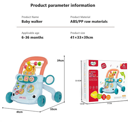Baby Walker Sit and Stand Push Learning Toys Speed Adjustable Musical Activity Center with water tank for 6 Month and up