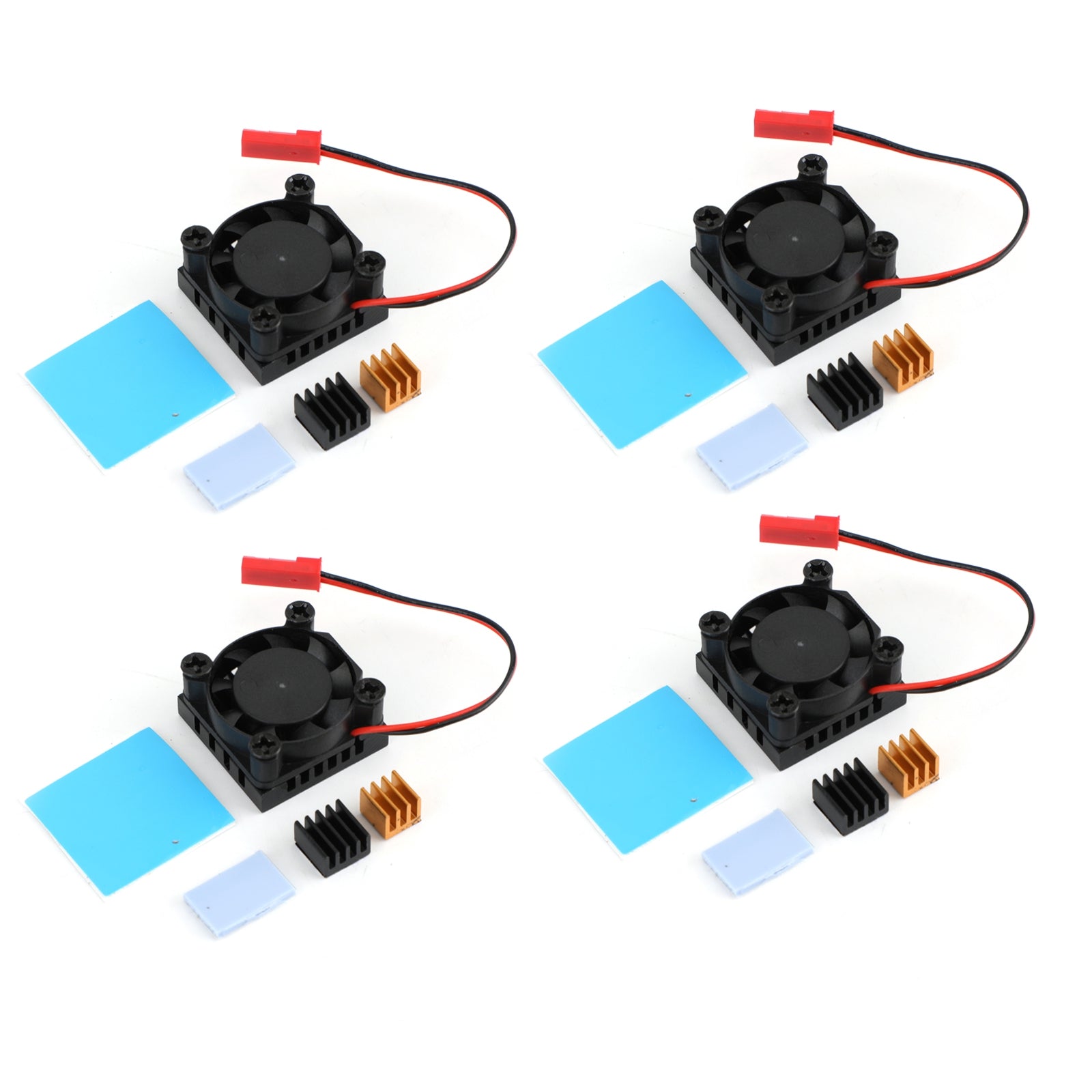 4x Squared Fan Single Fan With Heatsink Thermal adhesive For Raspberry Pi 4B/3B+