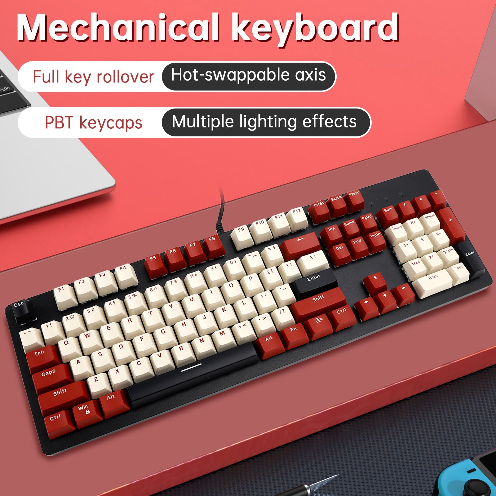 104Key Wired Mechanical Linear Switch Gaming Keyboard Hot-Swappable Customizable