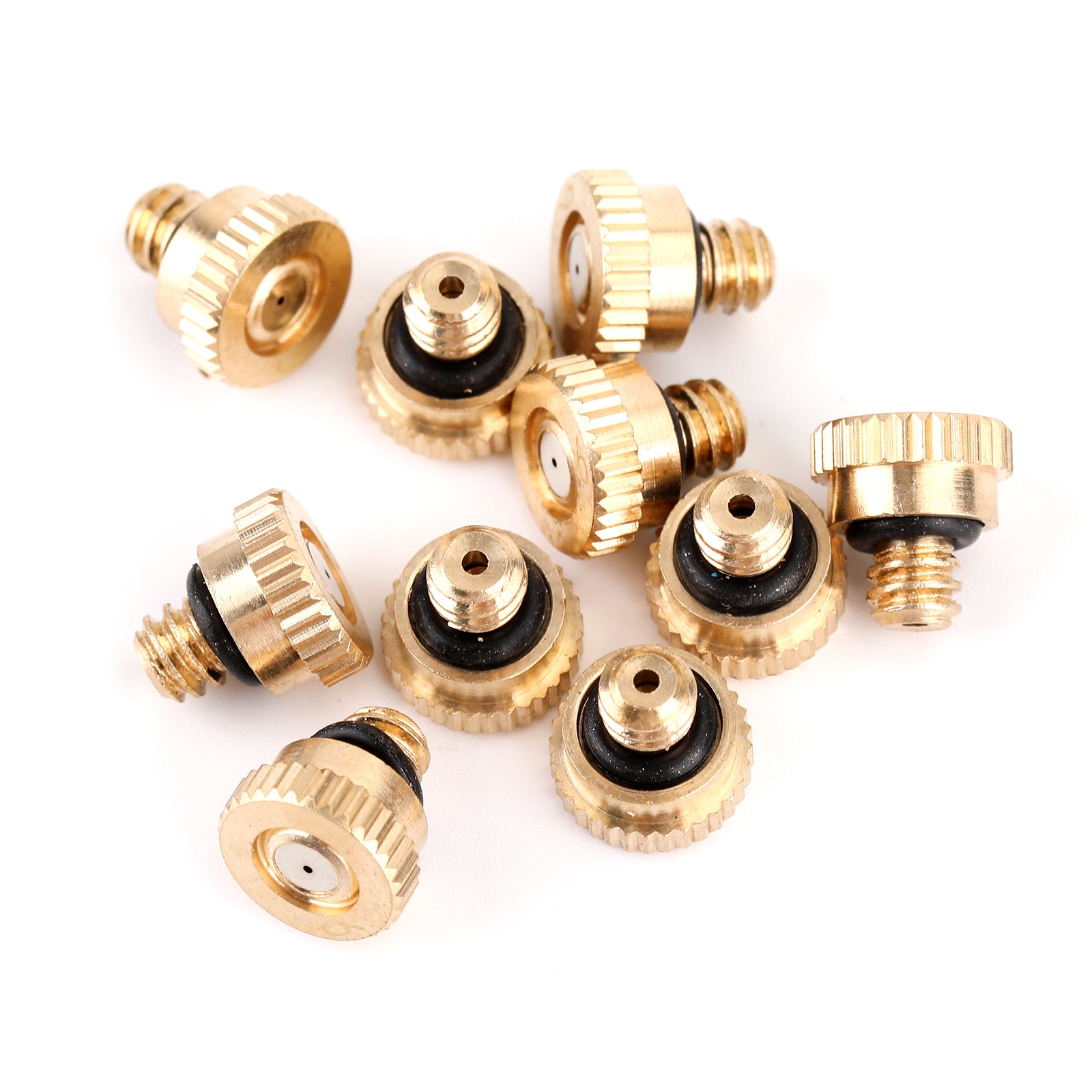 Areyourshop 10X Brass Misting Nozzles Water Mister Sprinkle For Cooling System 0.024" 10/24 UNC