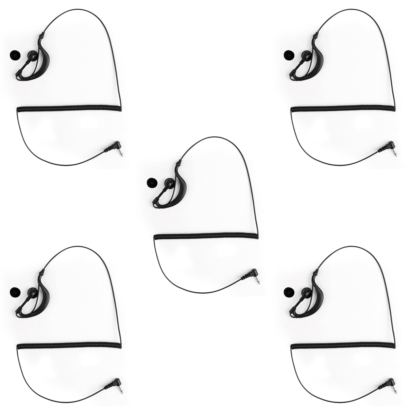 5Pcs 3.5mm Listen Only G Shape Earpiece Headset For Radio Speaker Mic