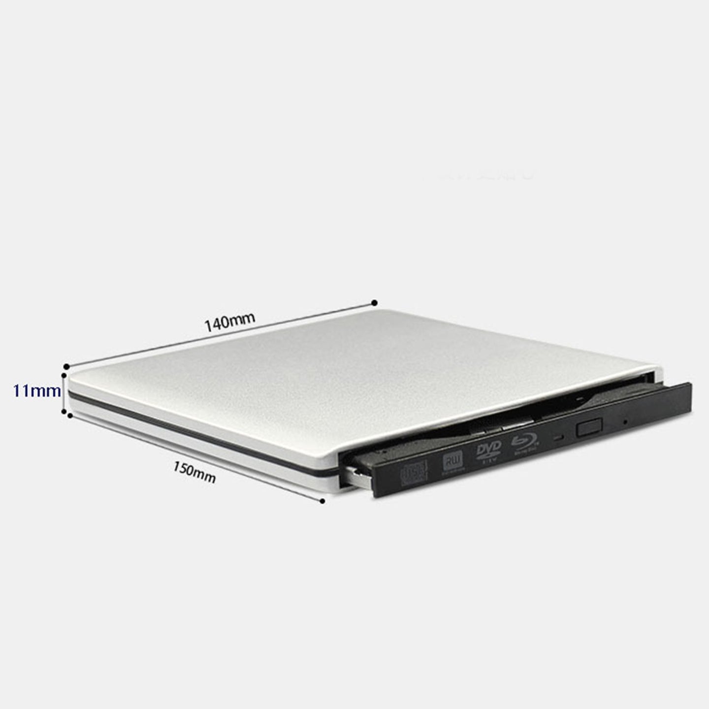USB 3.0 External DVD/BD Burner & Recorder Drive – 4K Playback, Super Slim, Silver