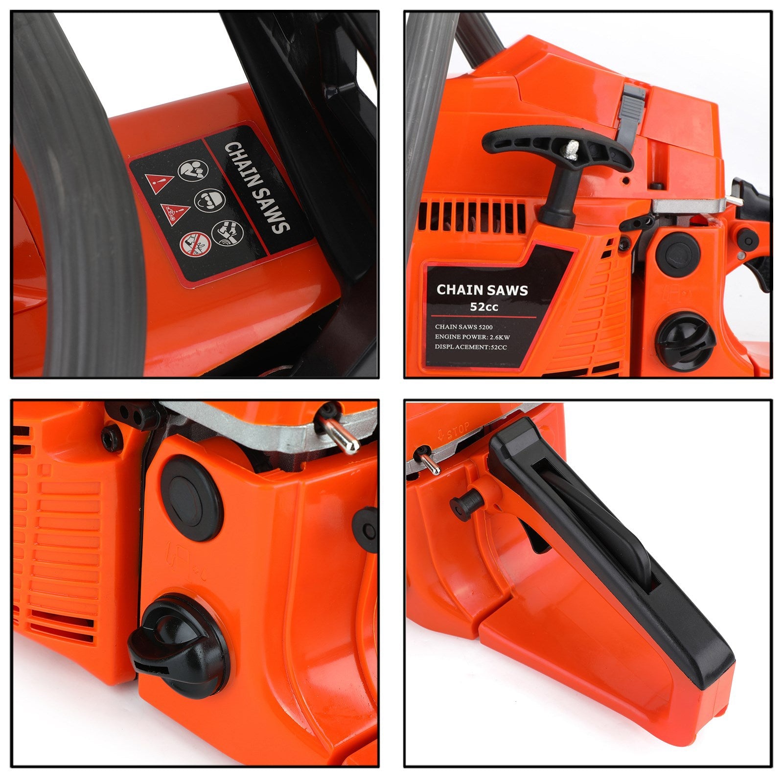 20" Gasoline Chainsaw a€?Engine 2 Cycl 52 Cc, 2 KW- Sawing Cutting Pruning and Trimming Wood