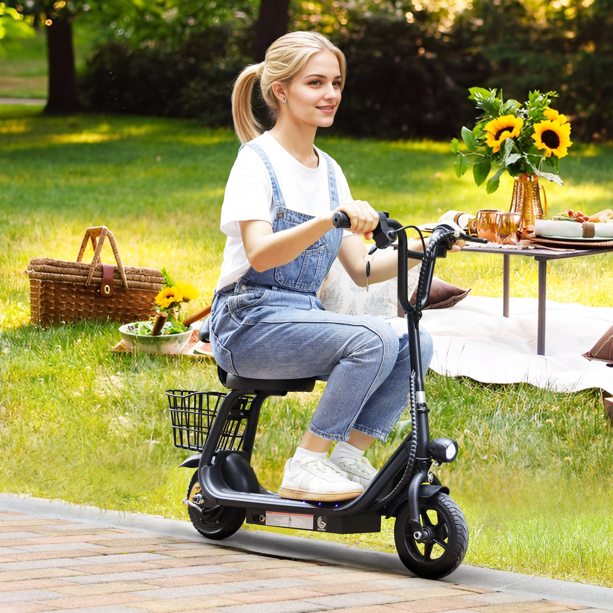 Electric Scooter with Seat for Kids Electric Scooter for Kids Ages 4-10 12.43-Mile Range Neon Lights 3-Speed Adjustable Up to 11 MPH