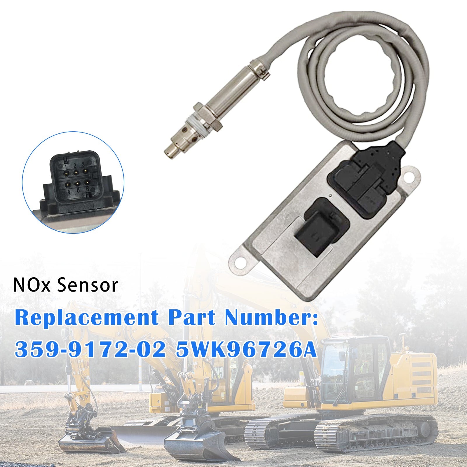 Nitrogen Oxide Nox Sensor 359-9172-02 5WK96726A Fits For CaterPillar 6 pins