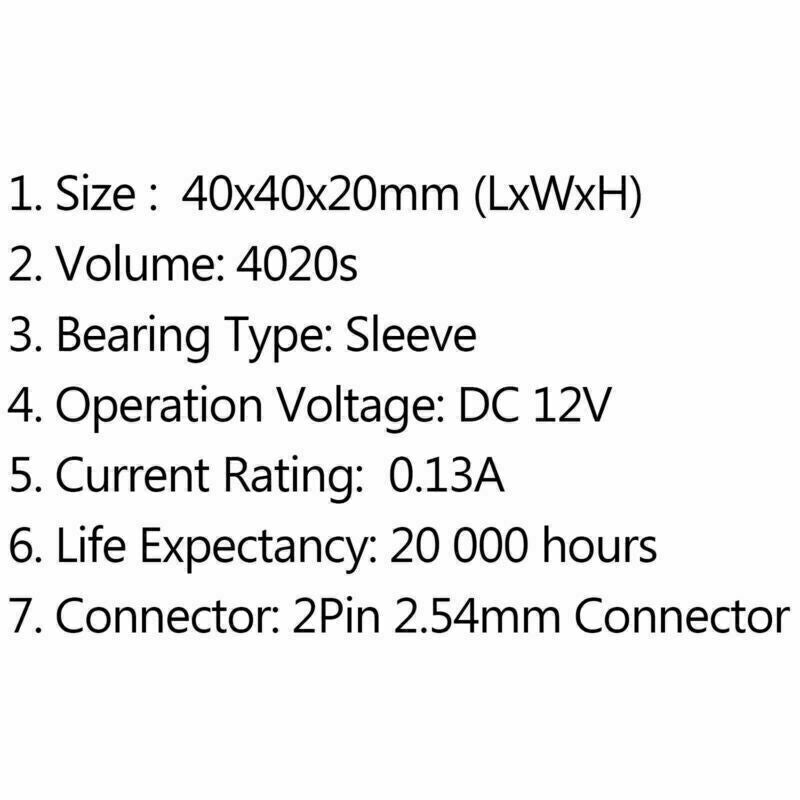 12V Brushless DC EF Cooler 0.13A Ventilator 4020s Pin 40x40x20mm 2 Gehäuselüfter