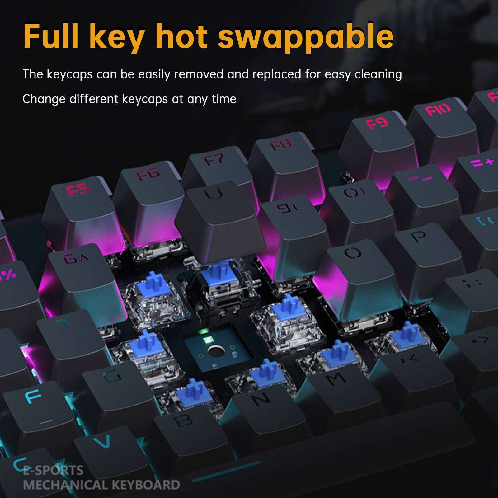 K1000 Mechanical Keyboard Wired 104-key Red Switches Customized Mute Keyboard