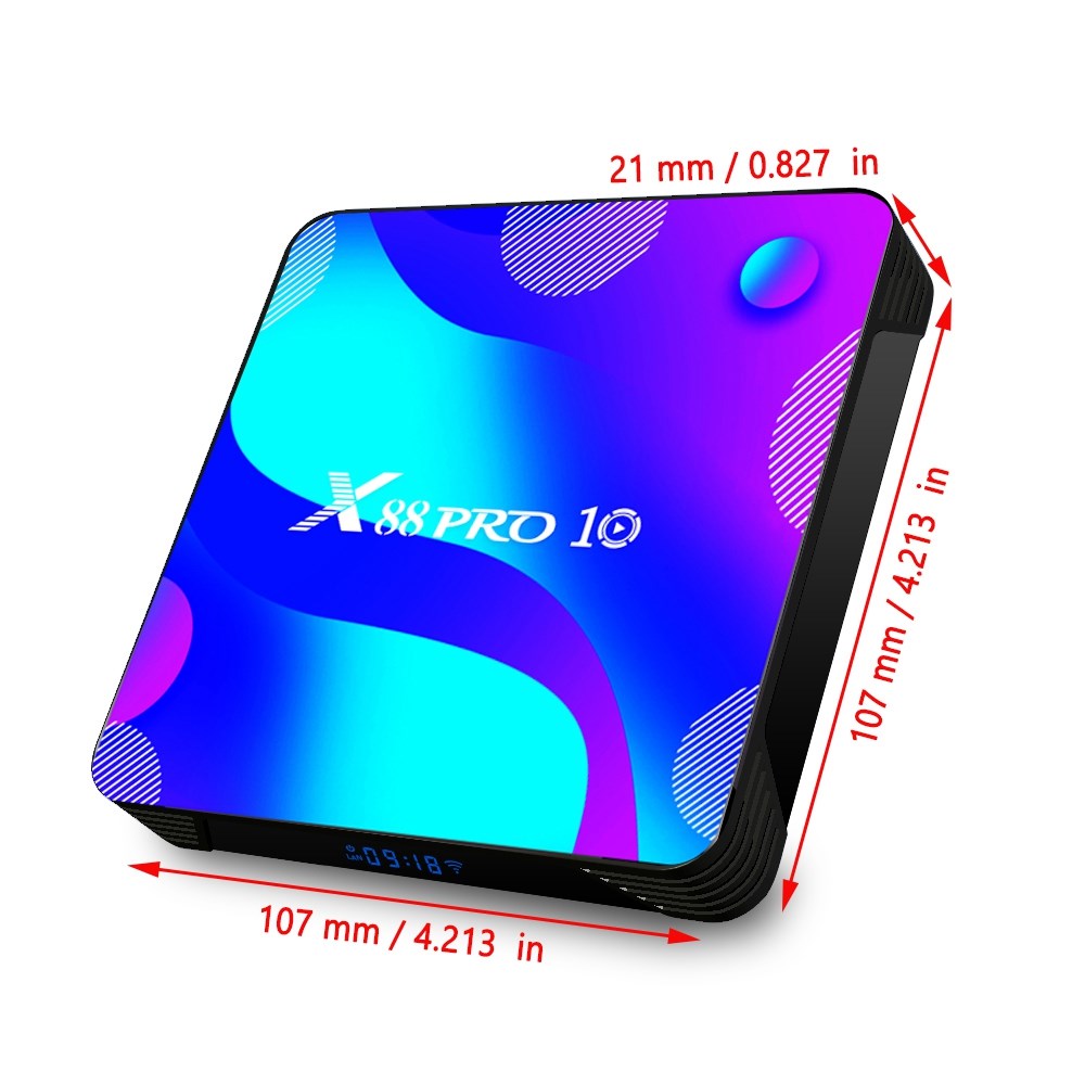 X88 Pro 10 Android 11 TV Box, 2GB RAM 16GB ROM, RK3318 Quad-Core, 4K, Dual-Band WiFi, Bluetooth, USB 3.0