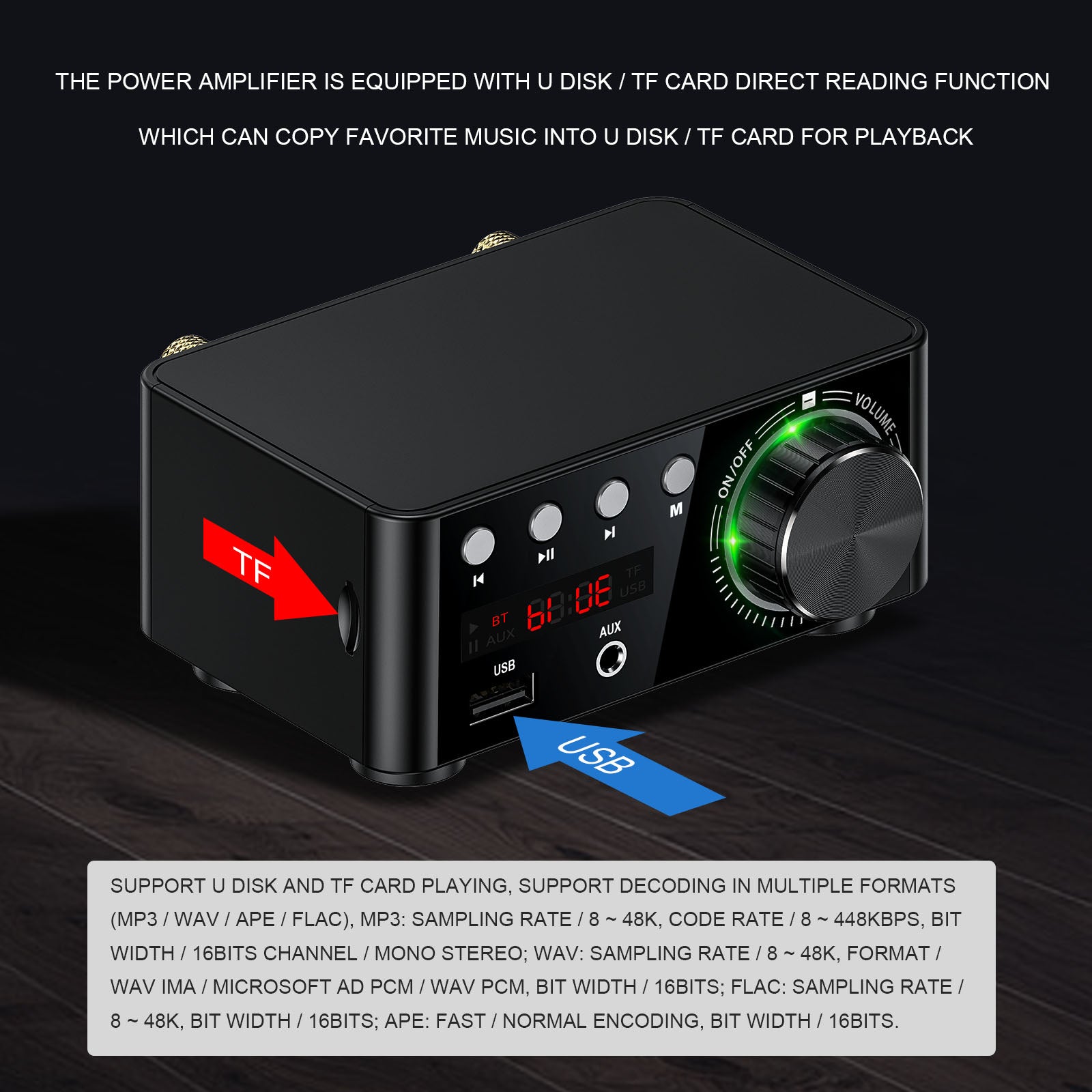 12-24V 50W+50W Bluetooth 5.0 Digital Power Amplifier – Desktop HiFi Stereo Sound