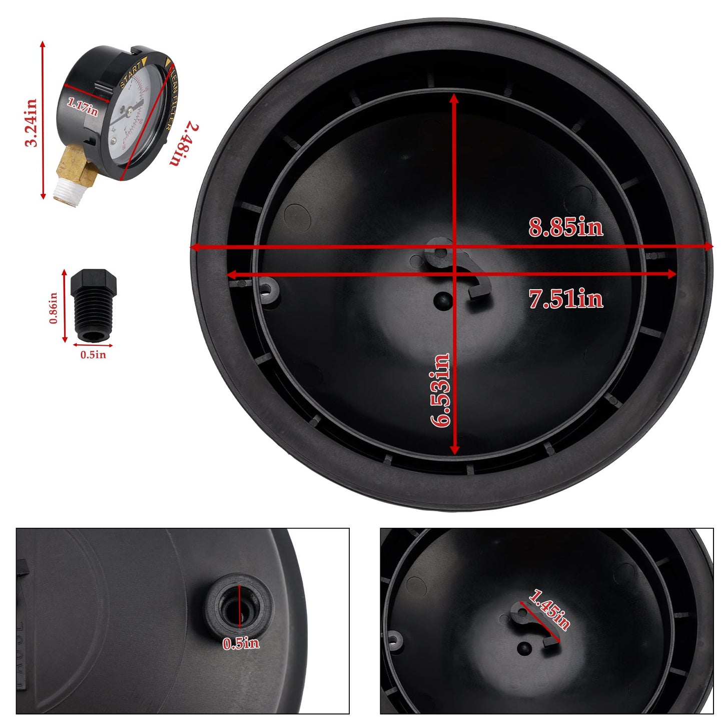 005-302-4300-03 Water Valve Dome with Pressure Gauge for Paramount Replacement