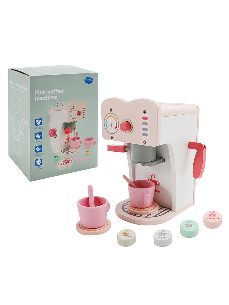 Simulation Pink Coffee Machine Play Kitchen Dishes Set Pretend Toy Kid Gift