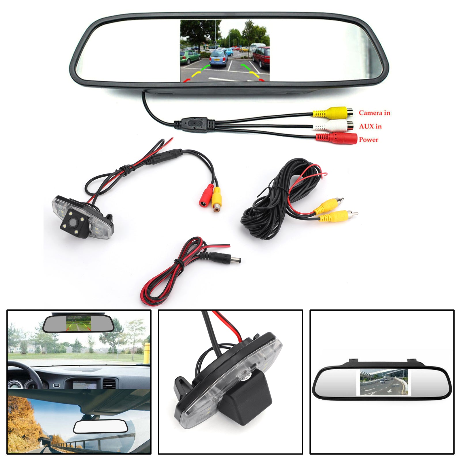Waterproof Reversing HD CCD Night IP67 Rear View Parking Camera + 4.3" Monitor For Honda Accord