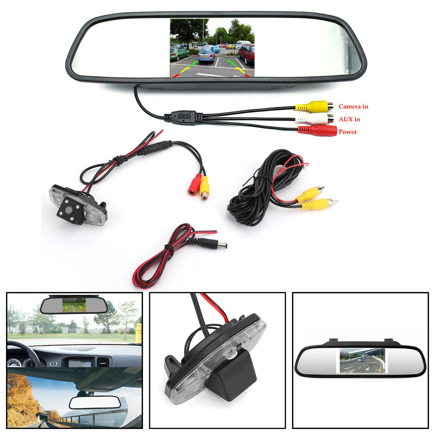 Waterproof Reversing HD CCD Night IP67 Rear View Parking Camera + 4.3" Monitor For Honda Accord