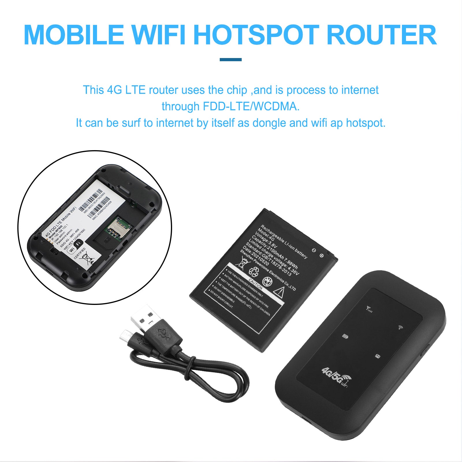 H806 4G Portable Hotspot Mini Wifi Router Modem 150Mbps LTE UMTS WCDMA Hotspot