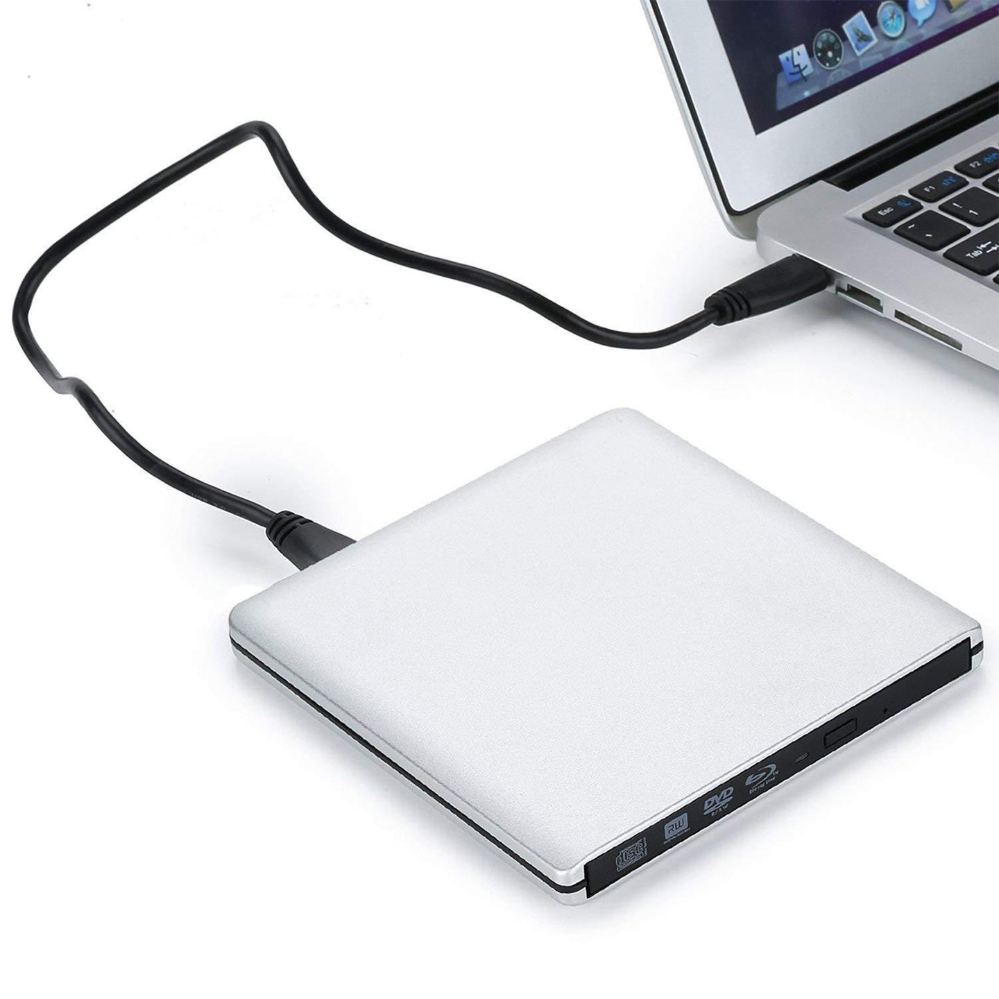 USB 3.0 4K Blu-Ray Drive, External BD/DVD Burner & 3D Player for Mac & PC, Super Slim Aluminum Body (Silver)